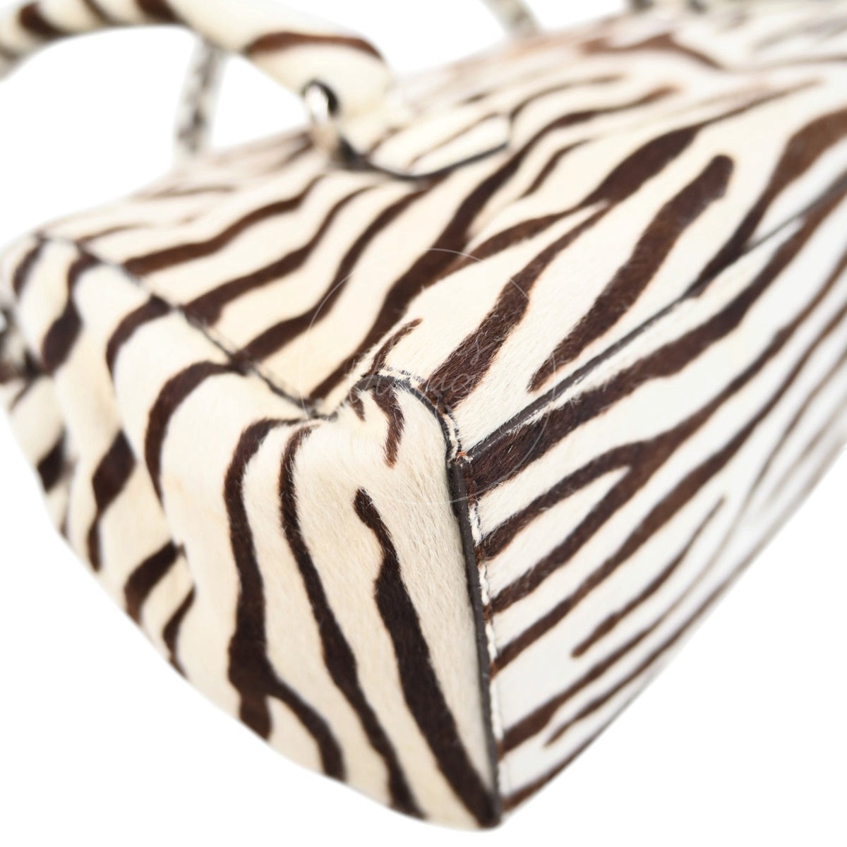 Prada Cavallino Zebra Print Easy Bag Calf Hair SWH Brown and White