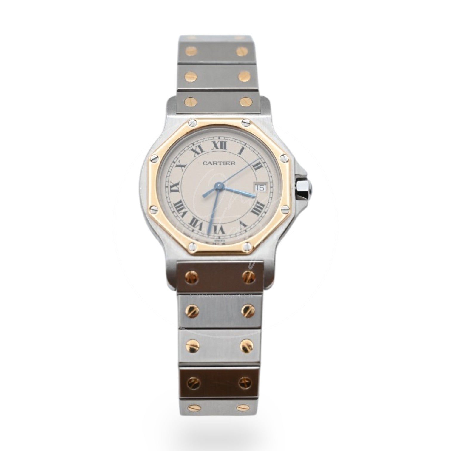 Cartier Santos Octagon Stainless Steel 18K Yellow Gold 29mm Watch Quartz