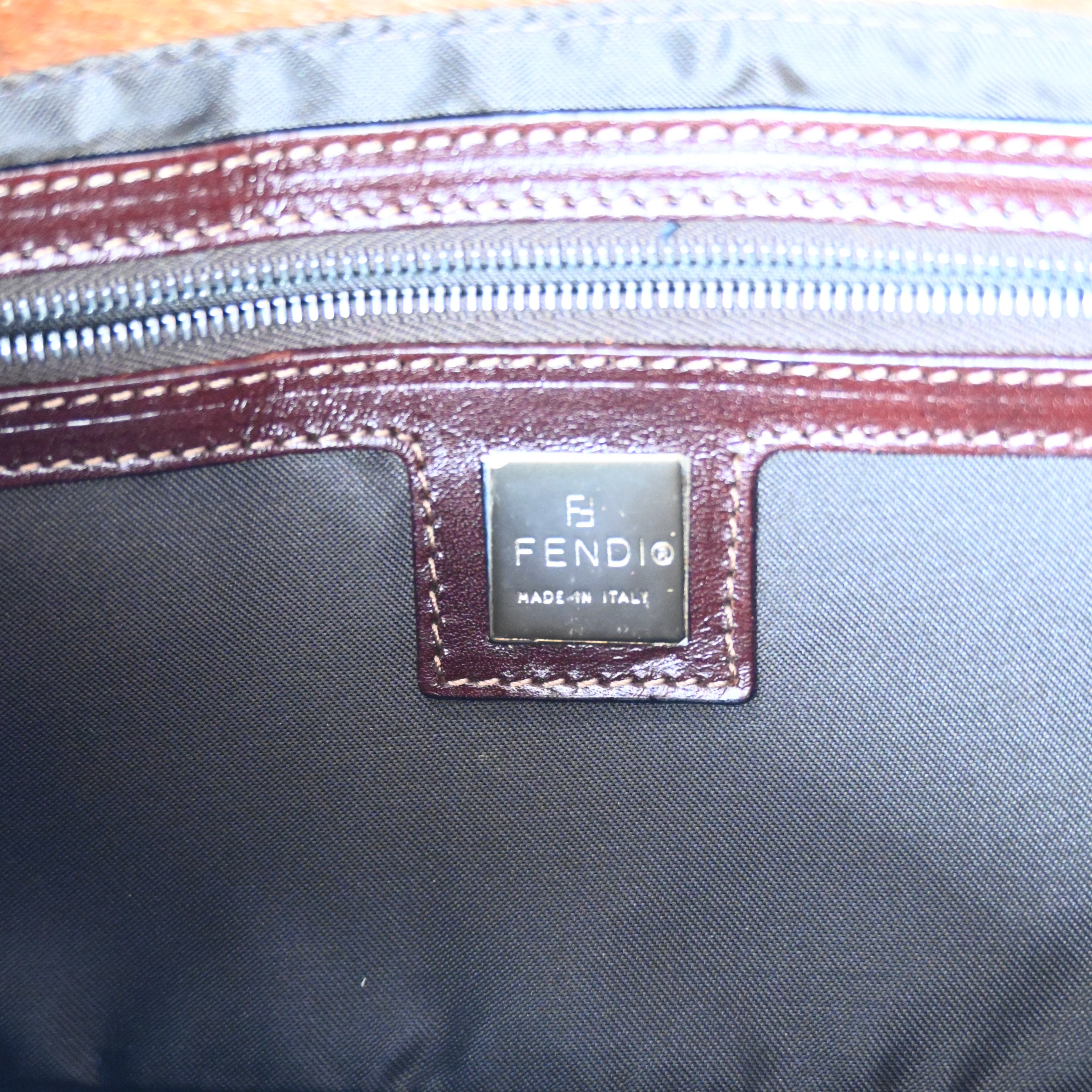 Fendi Brown Mamma Baguette Harako Leather Shoulder Bag PHW Brown Black