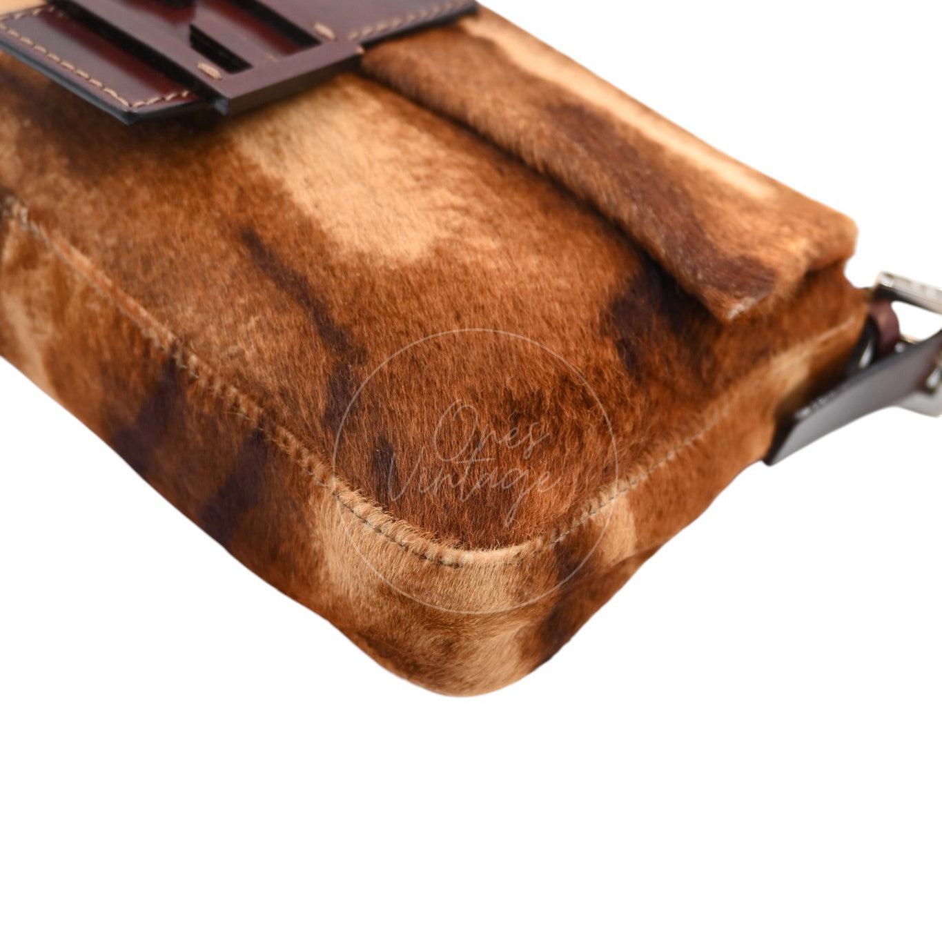 Fendi Brown Mamma Baguette Harako Leather Shoulder Bag PHW Brown Black