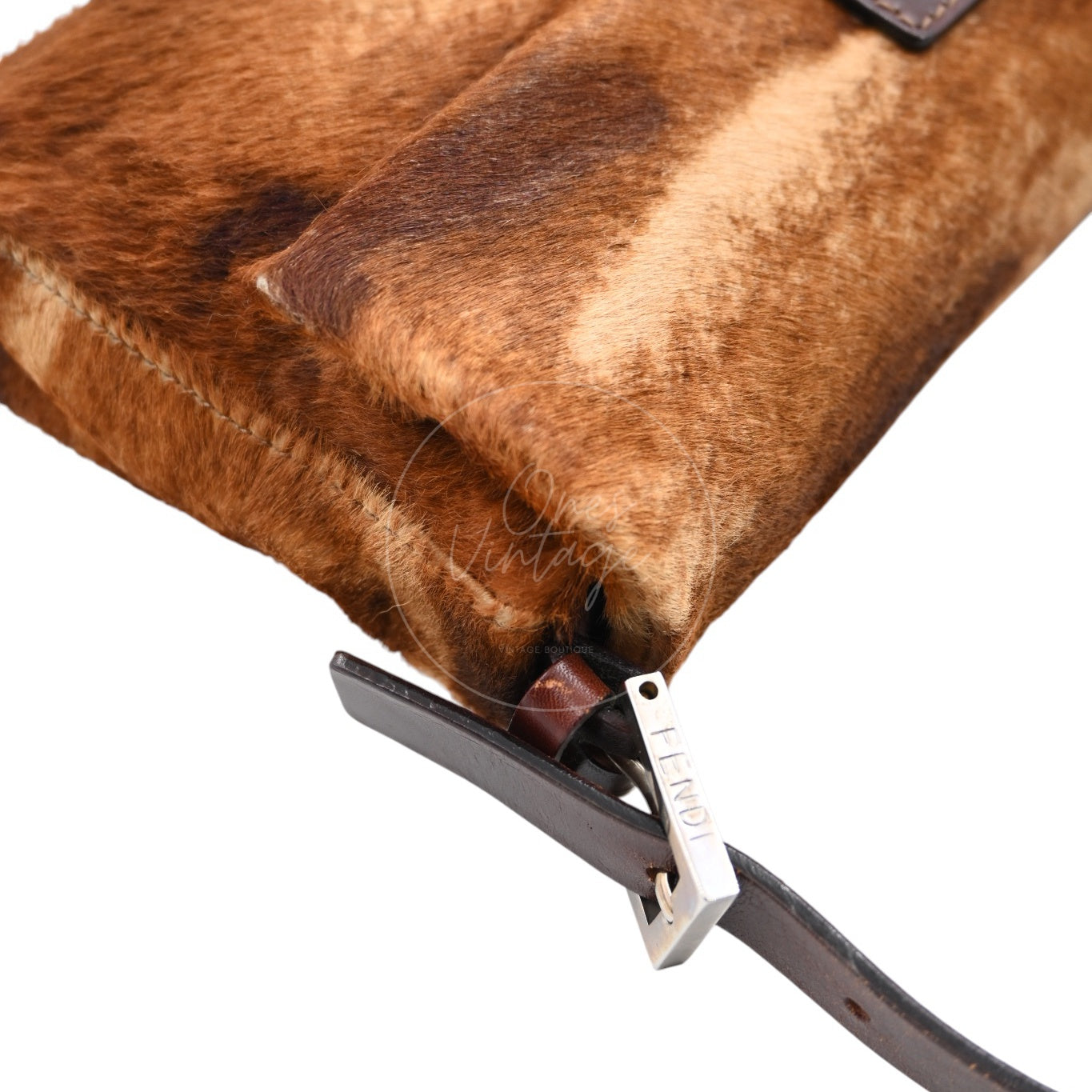 Fendi Brown Mamma Baguette Harako Leather Shoulder Bag PHW Brown Black