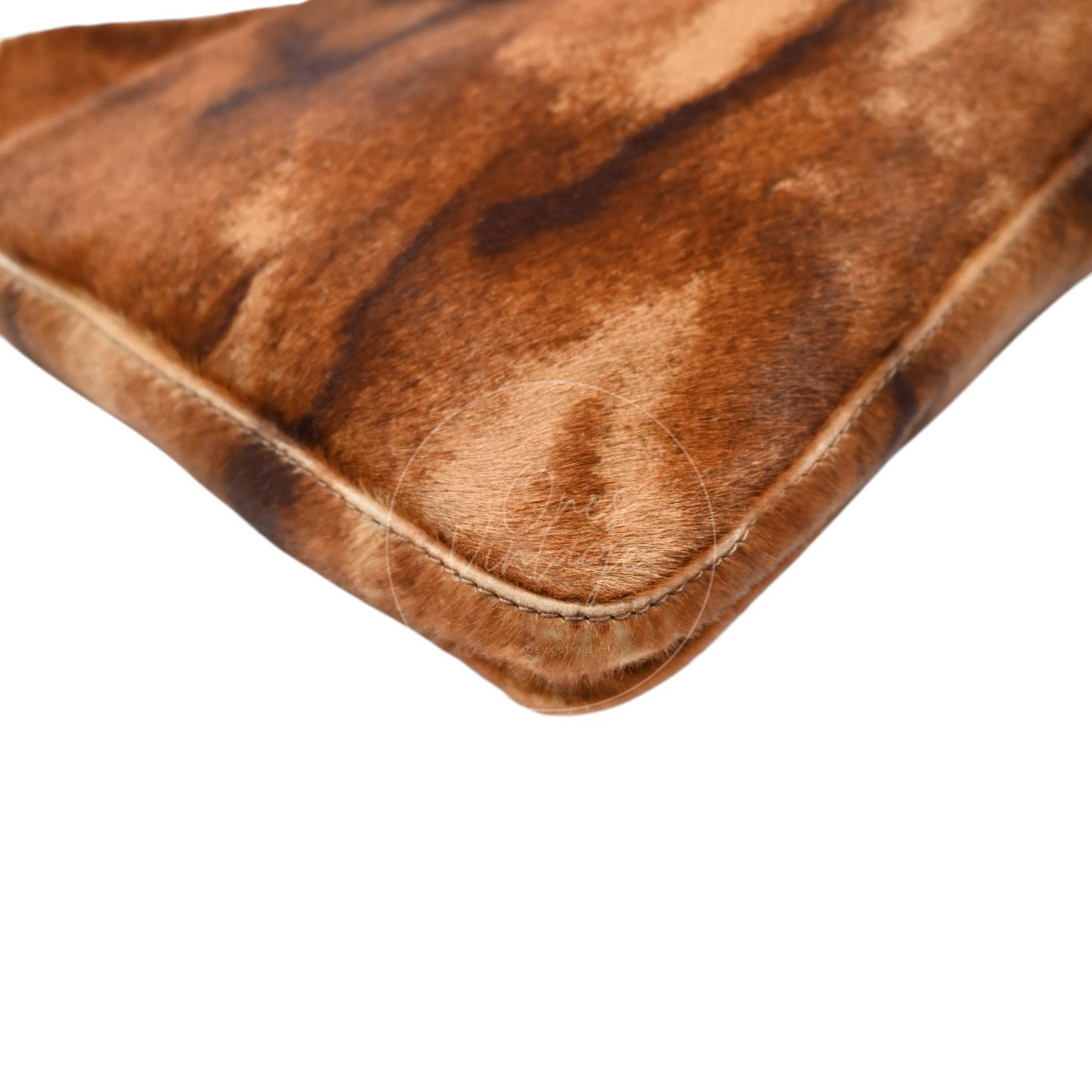 Fendi Brown Pony Hair Shoulder Bag PHW Brown Black