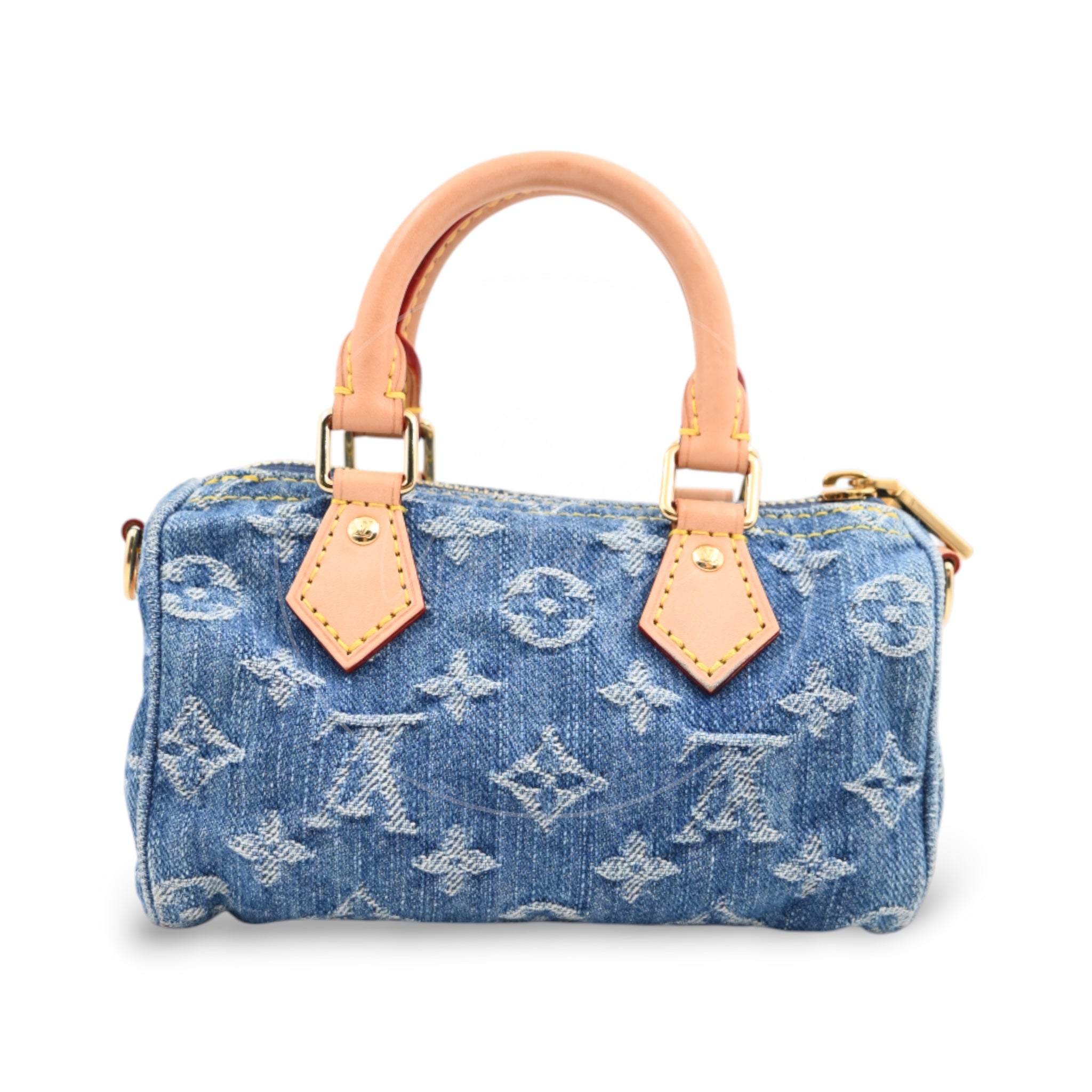 Louis Vuitton LV Nano Speedy GHW M82950 2way Crossbody Handbag GHW Denim Blue