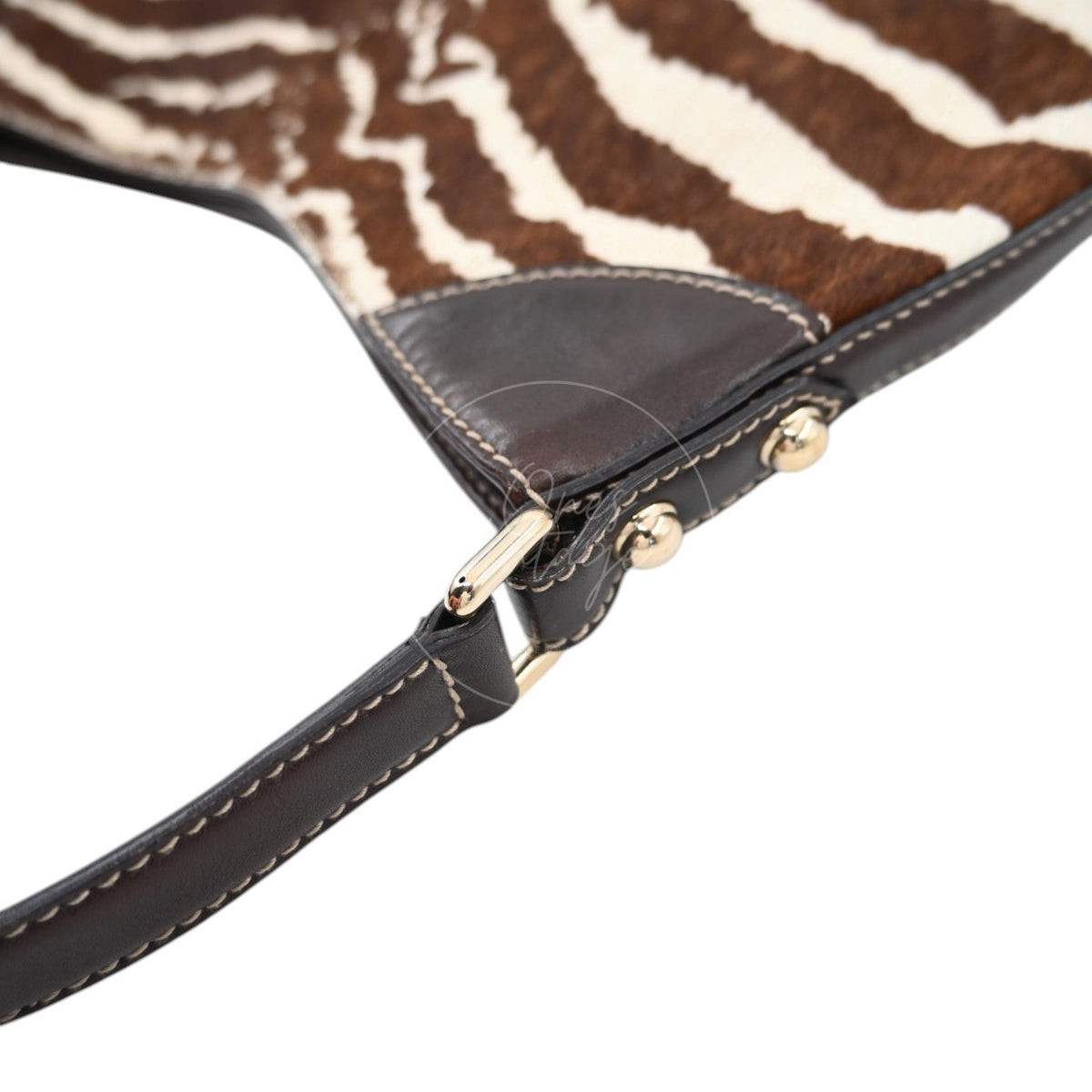 Gucci Zebra Print Pony Hair Hasler Horsebit Hobo Bag GHW Brown