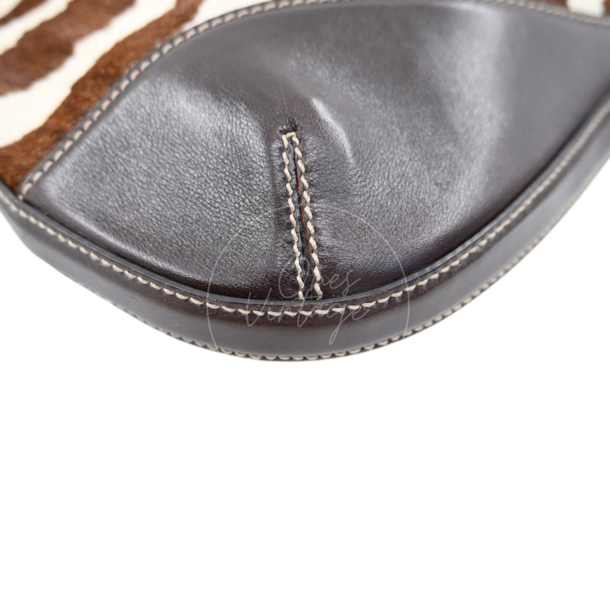 Gucci Zebra Print Pony Hair Hasler Horsebit Hobo Bag GHW Brown