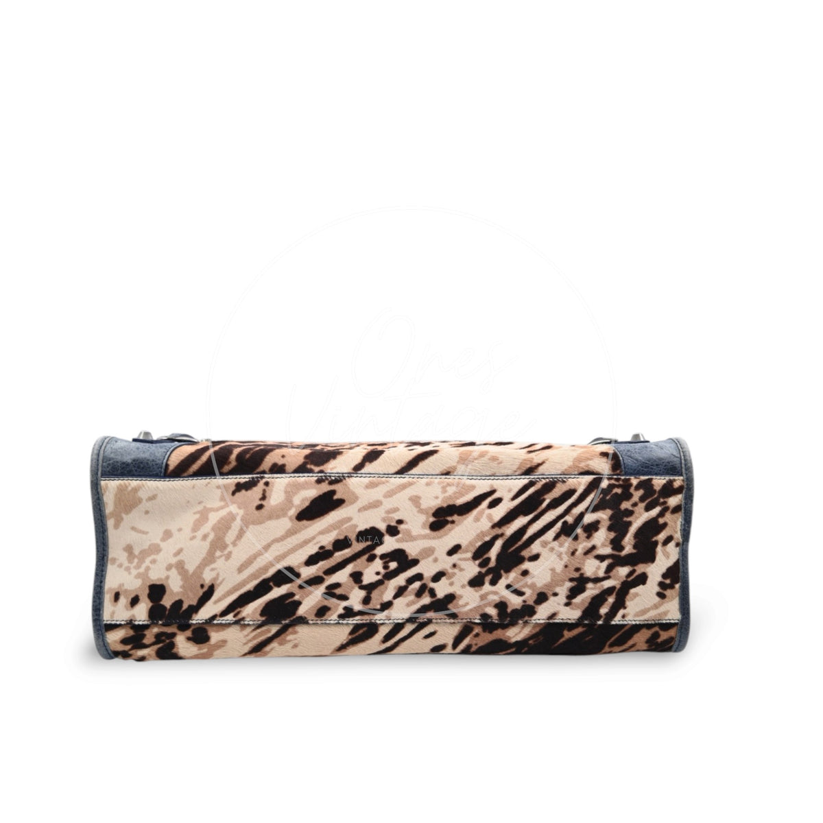 Balenciaga Pony Hair Agneau Leopard Printed 38cm City PHW Bleu Roi