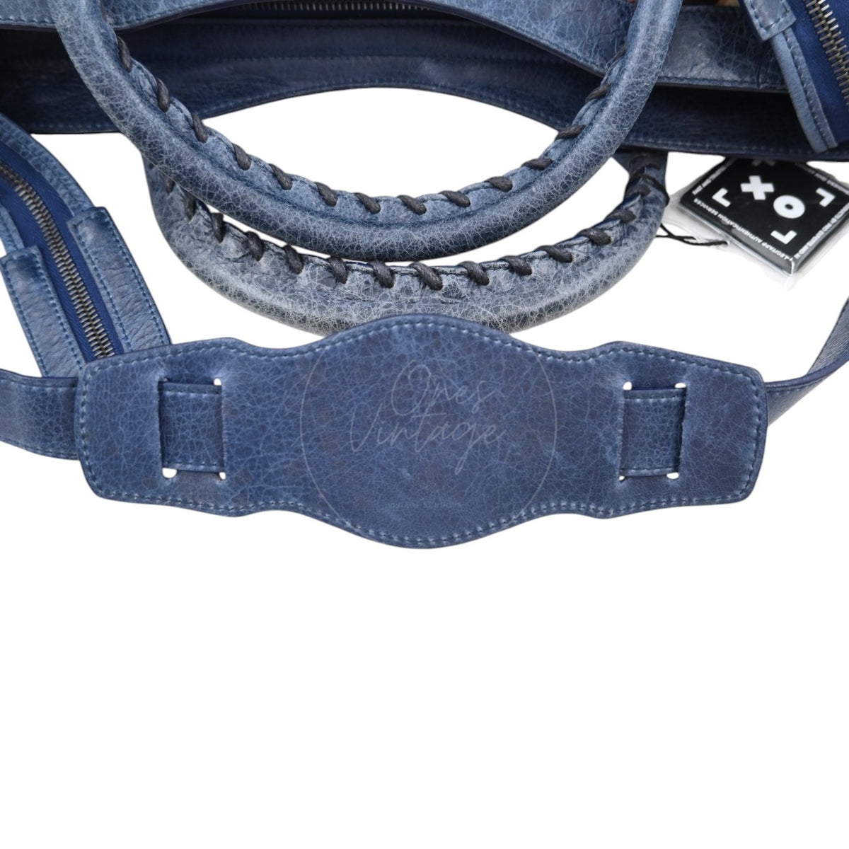 Balenciaga Pony Hair Agneau Leopard Printed 38cm City PHW Bleu Roi