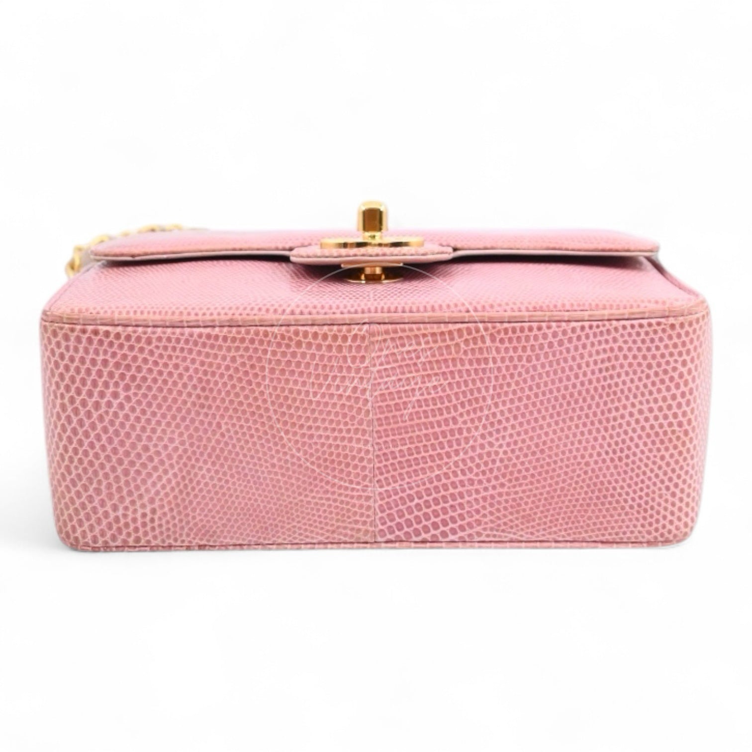 Chanel Mini Square Single Chain Single Flap Lizard Bag GHW Pink Series 1
