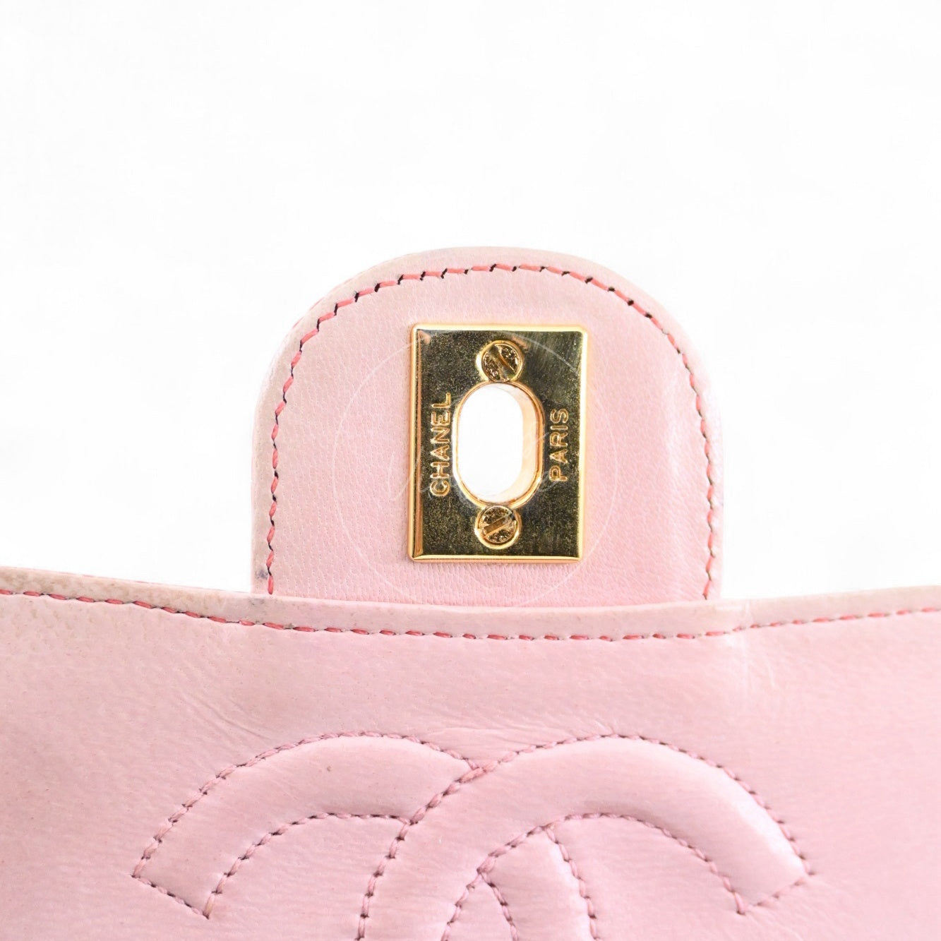 Chanel Mini Square Single Chain Single Flap Lizard Bag GHW Pink Series 1