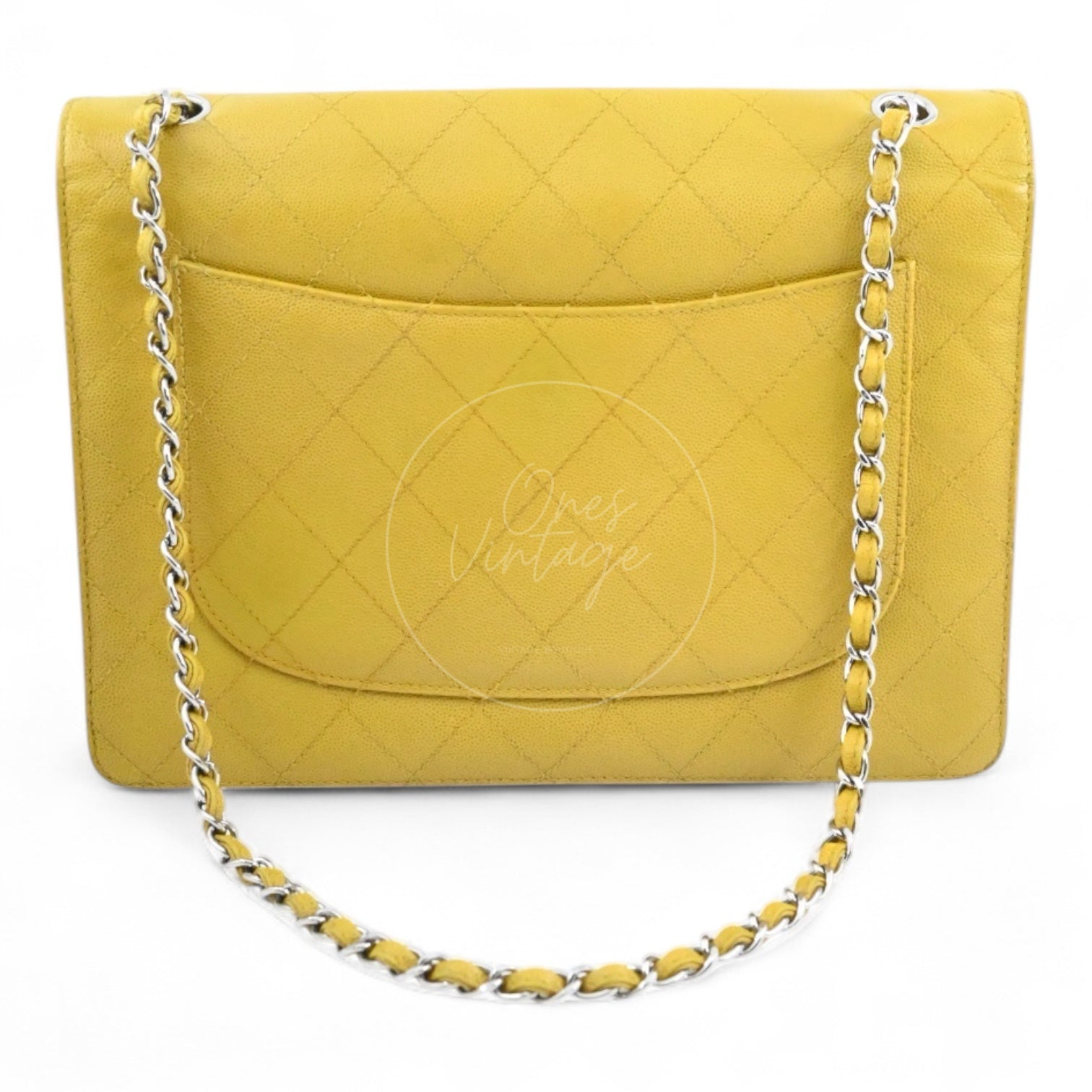 Chanel Caviar Classic Jumbo Single Flap Bag SHW Lime Series 5