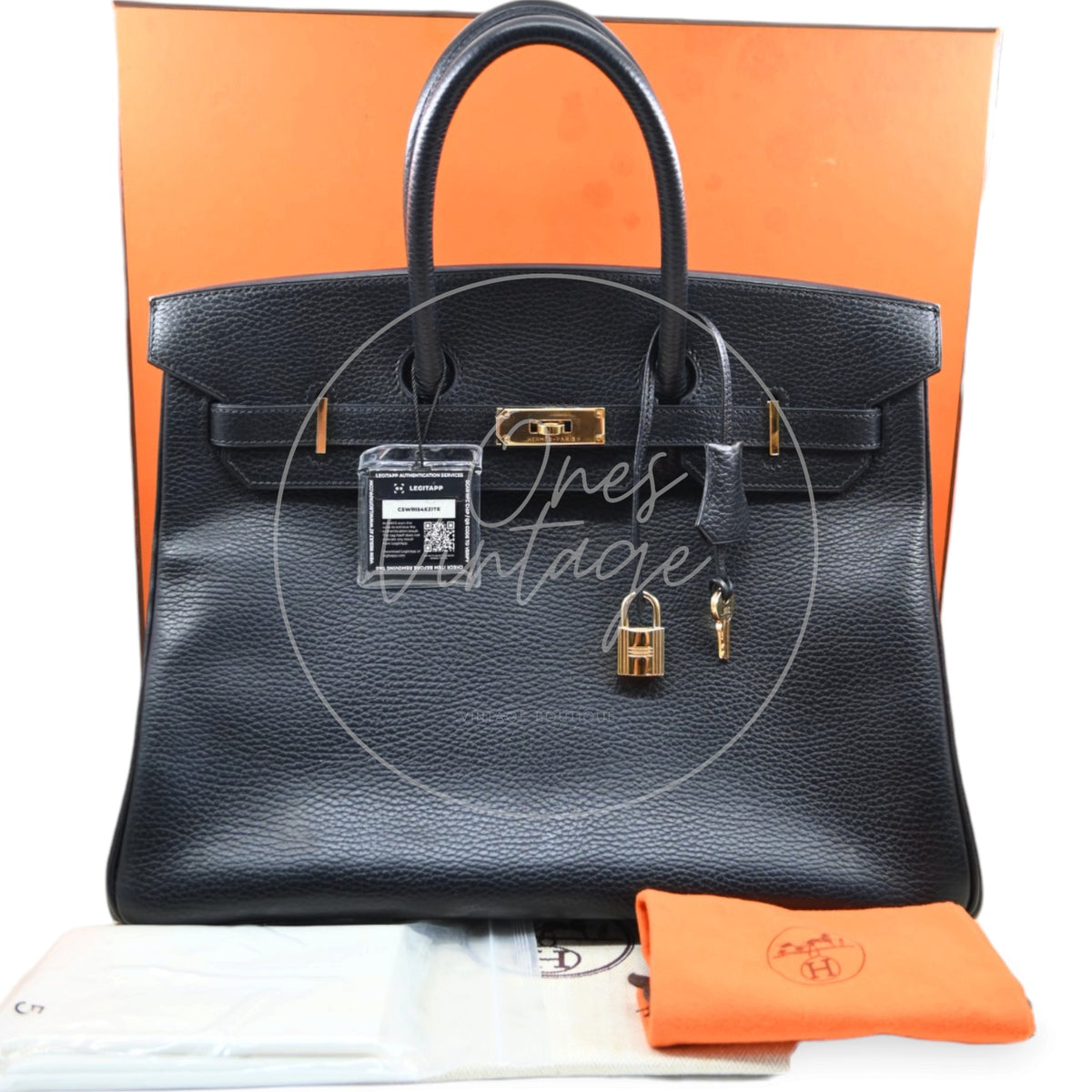 Hermès Togo Birkin 35 Black GHW Square G