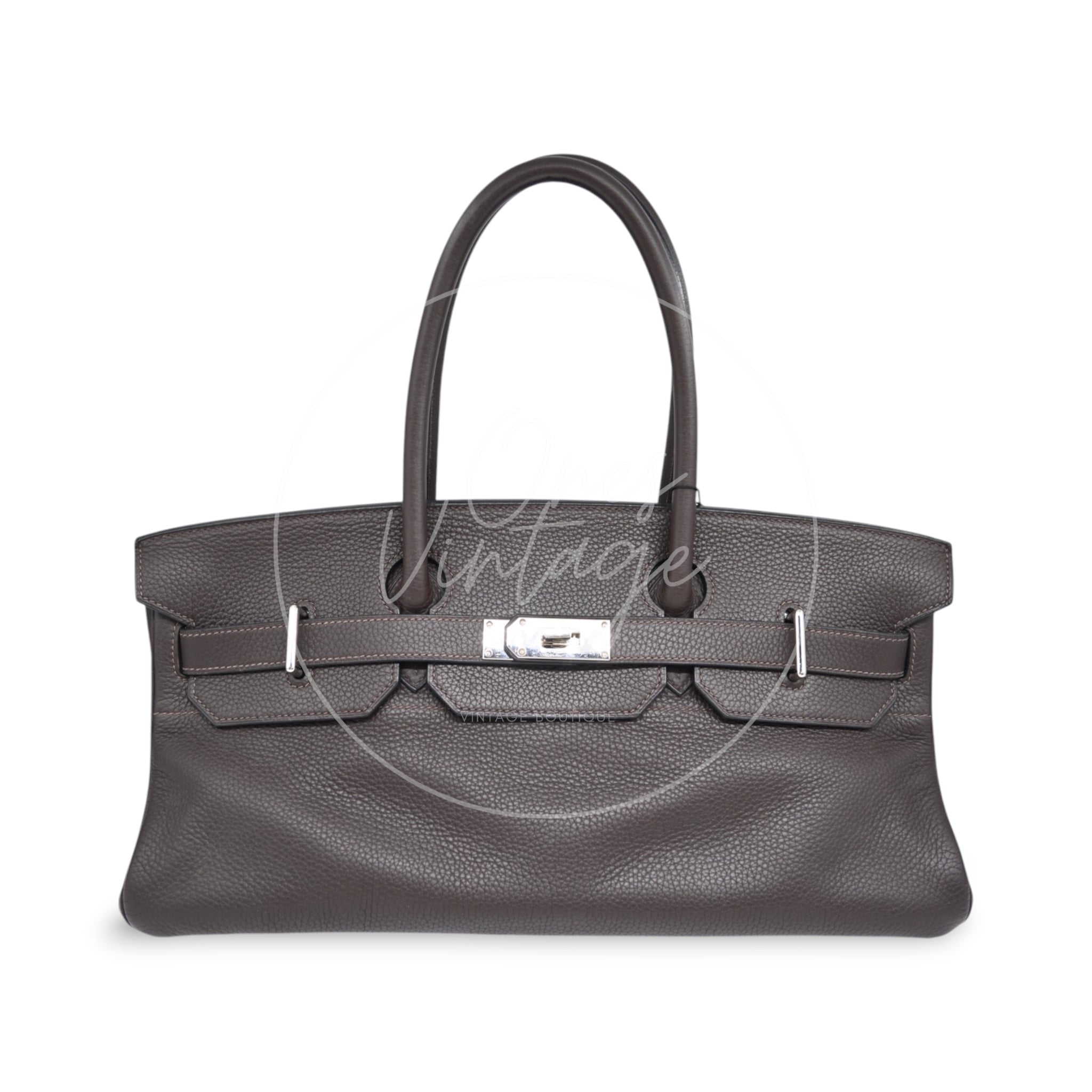 Hermes Shoulder Brikin 42 PHW Mocca Square J