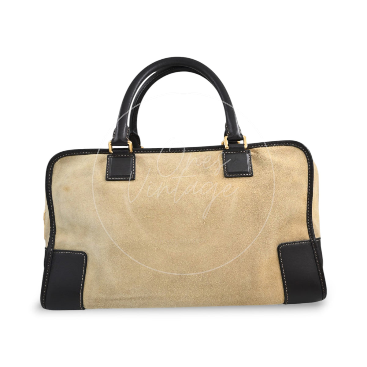 Loewe Amazona 36 Suede Calfskin Handbag Gold Brown GHW Series 05