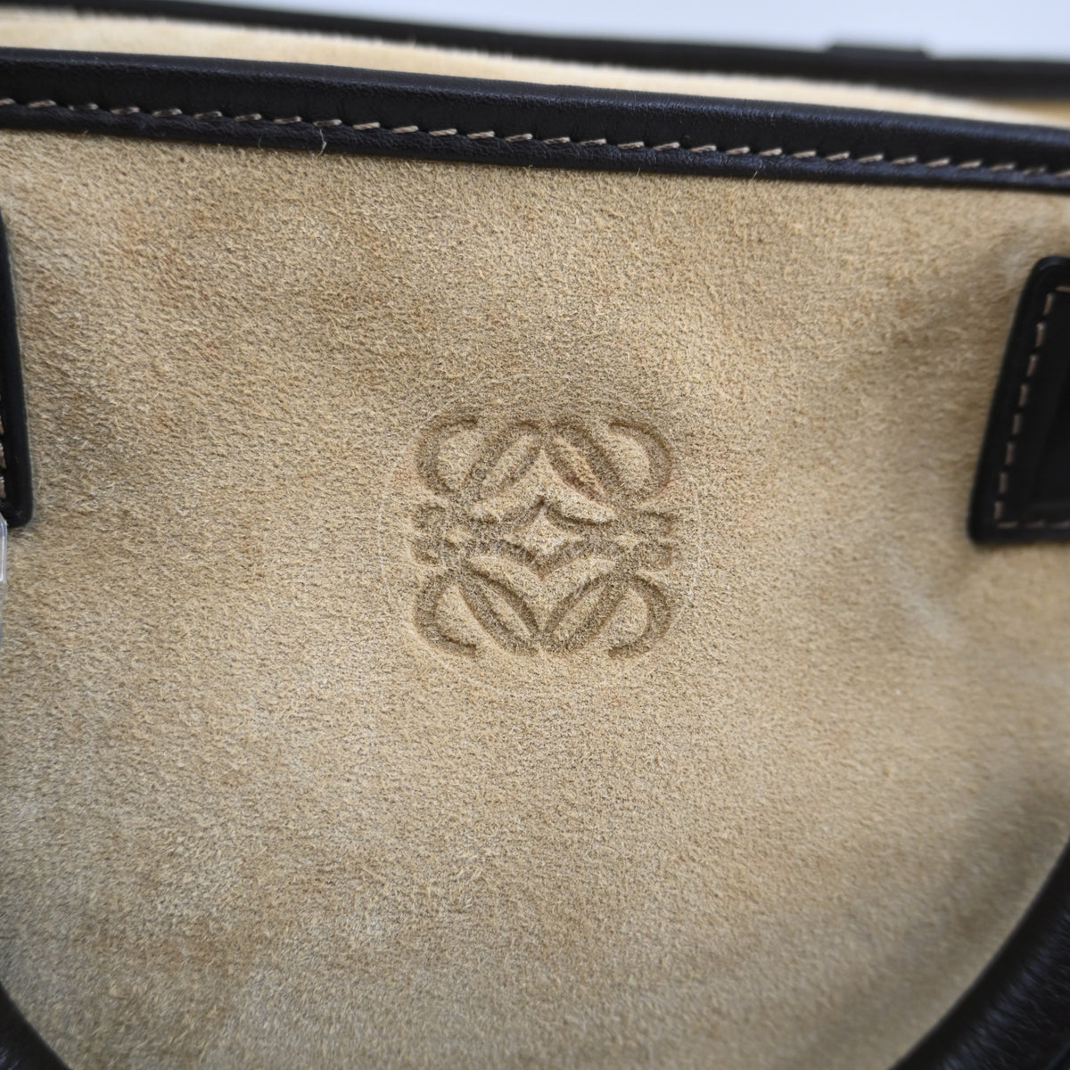 Loewe Amazona 36 Suede Calfskin Handbag Gold Brown GHW Series 05