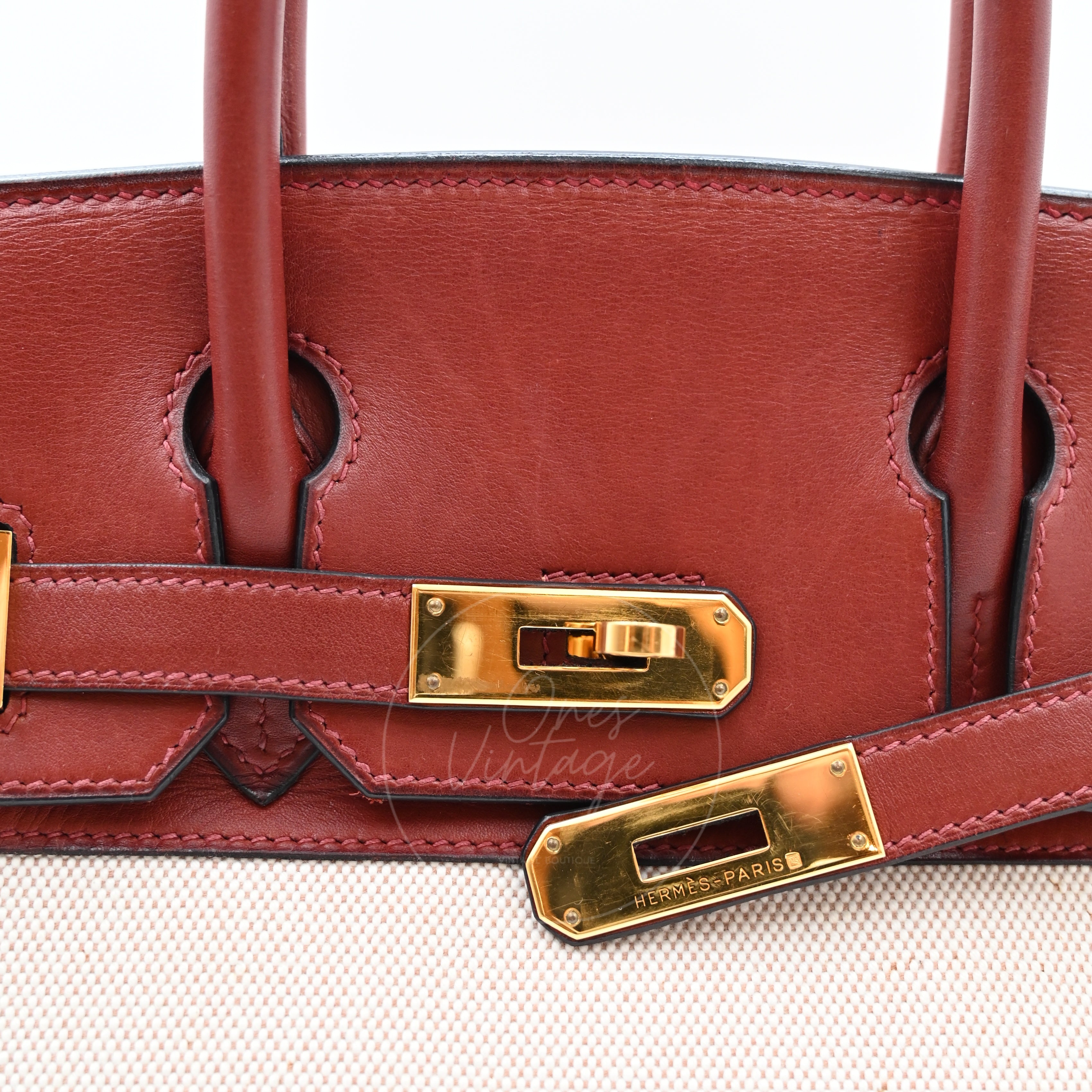 Hermes Birkin 30 Rouge H Swift Toile GHW Square F