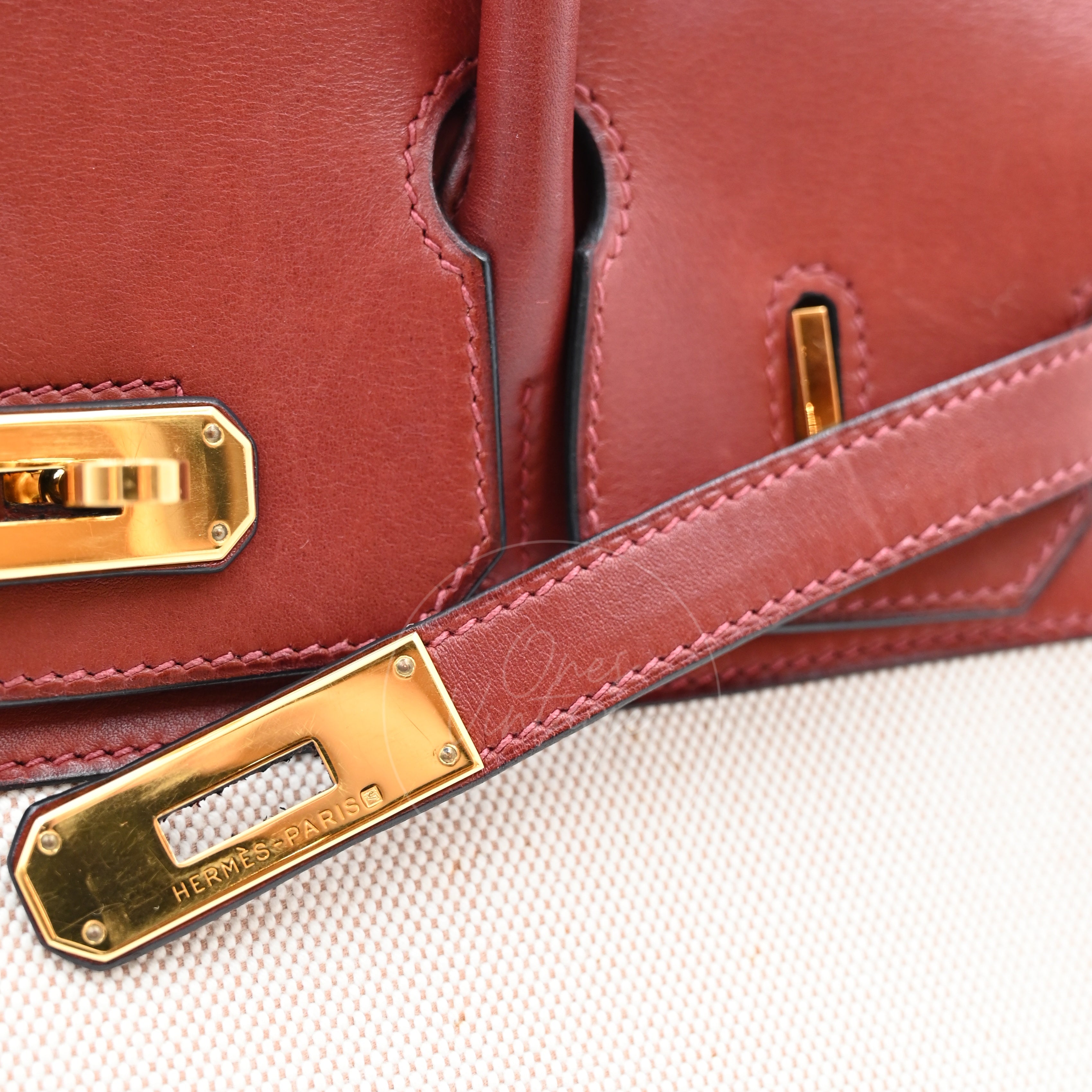 Hermes Birkin 30 Rouge H Swift Toile GHW Square F