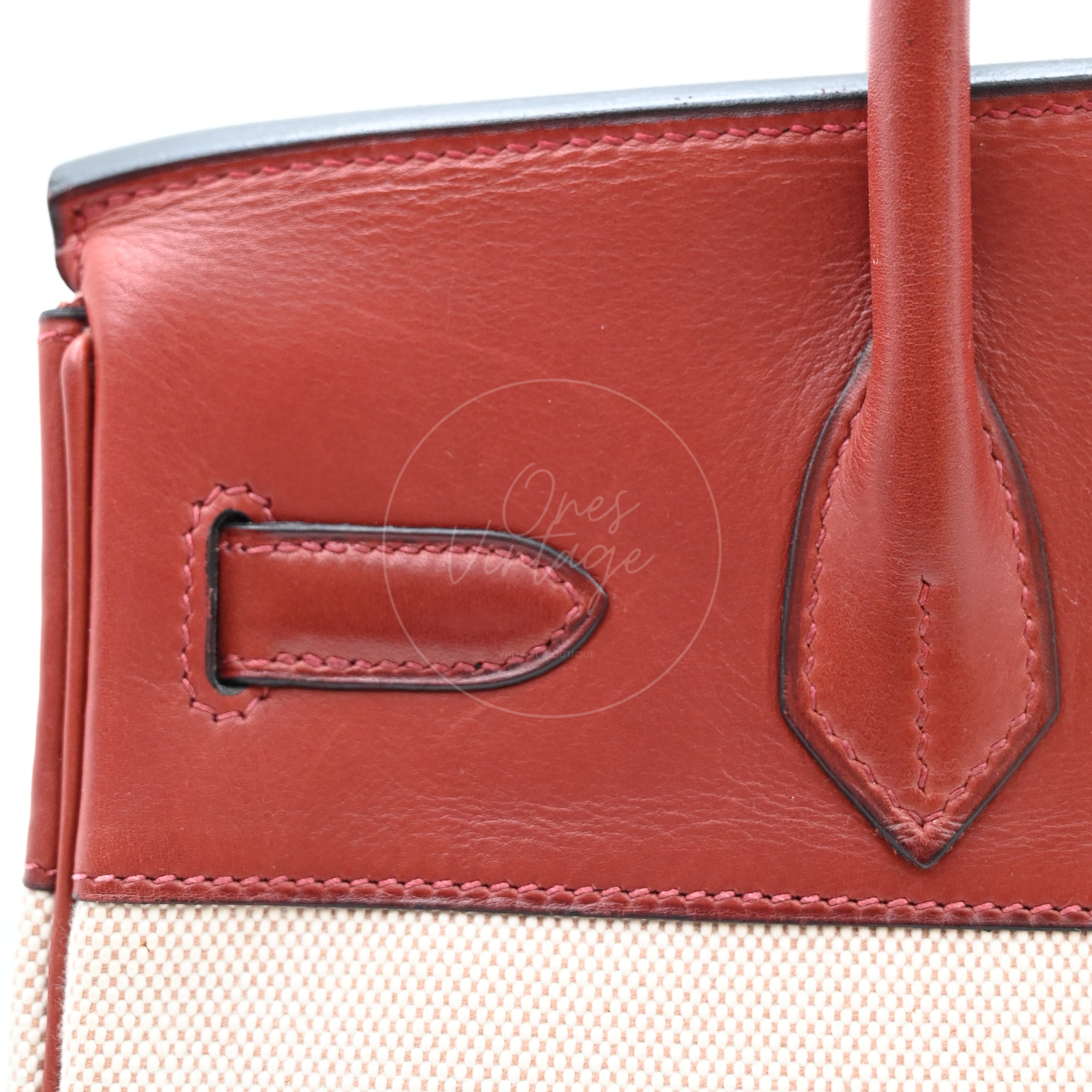 Hermes Birkin 30 Rouge H Swift Toile GHW Square F