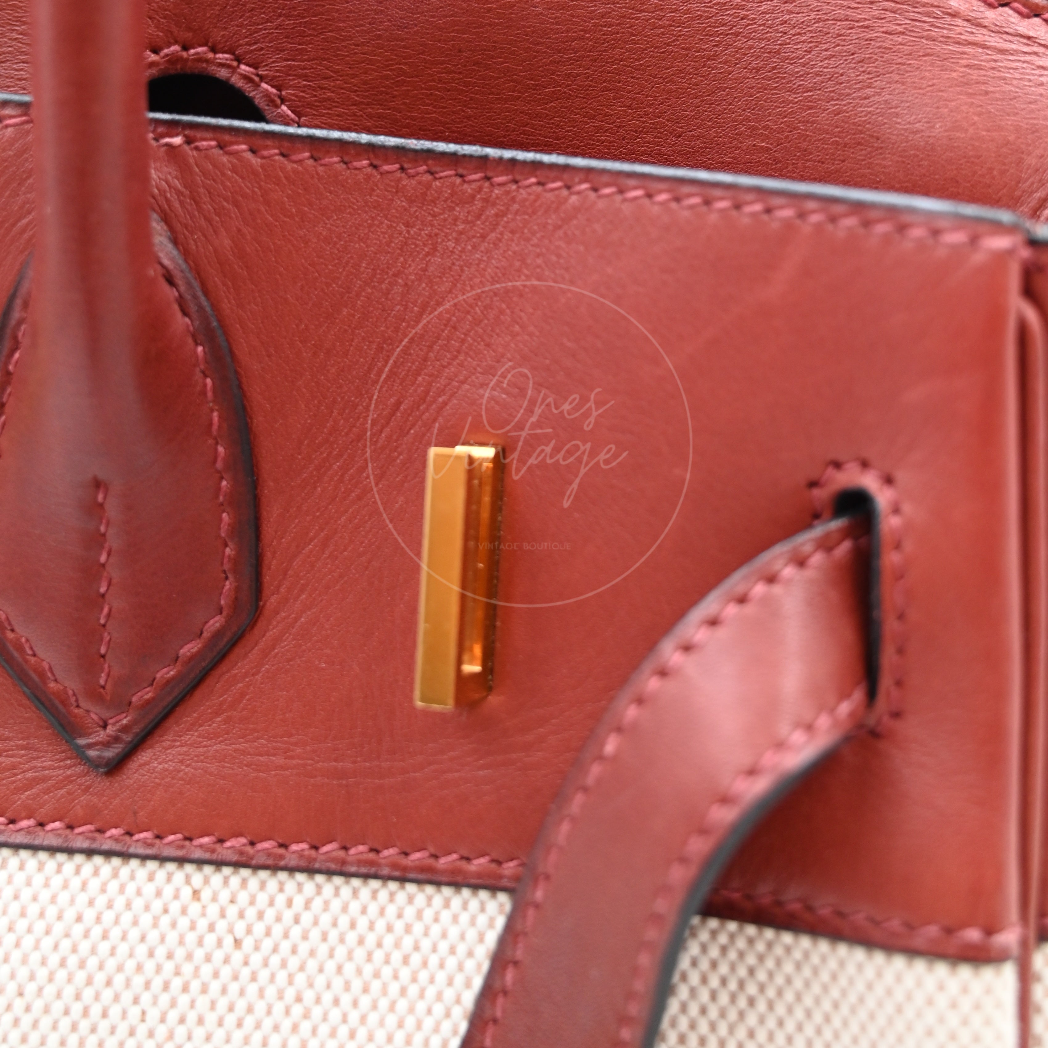 Hermes Birkin 30 Rouge H Swift Toile GHW Square F