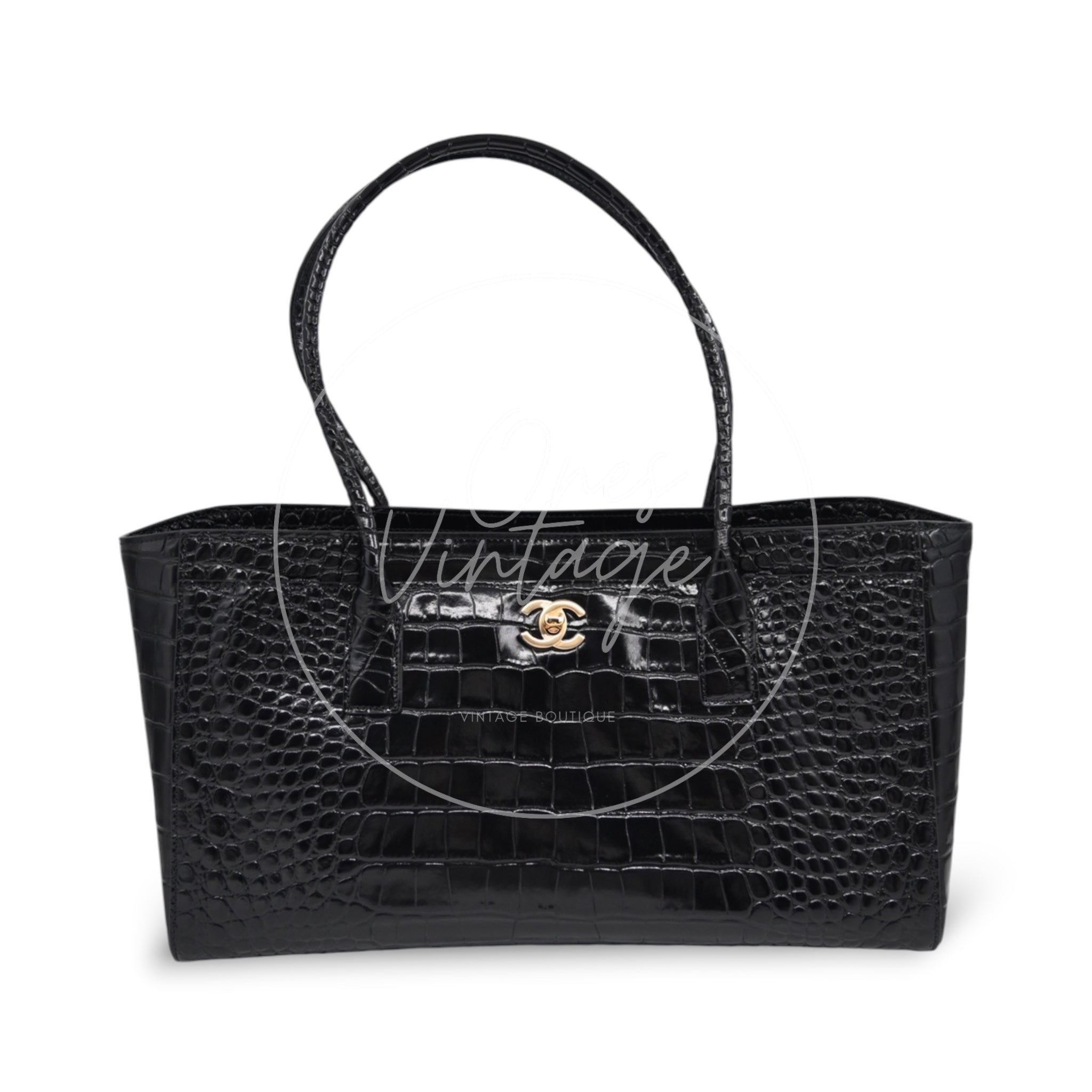 Chanel Cerf Tote Bag Black Calfskin GHW Black Red Series GJ