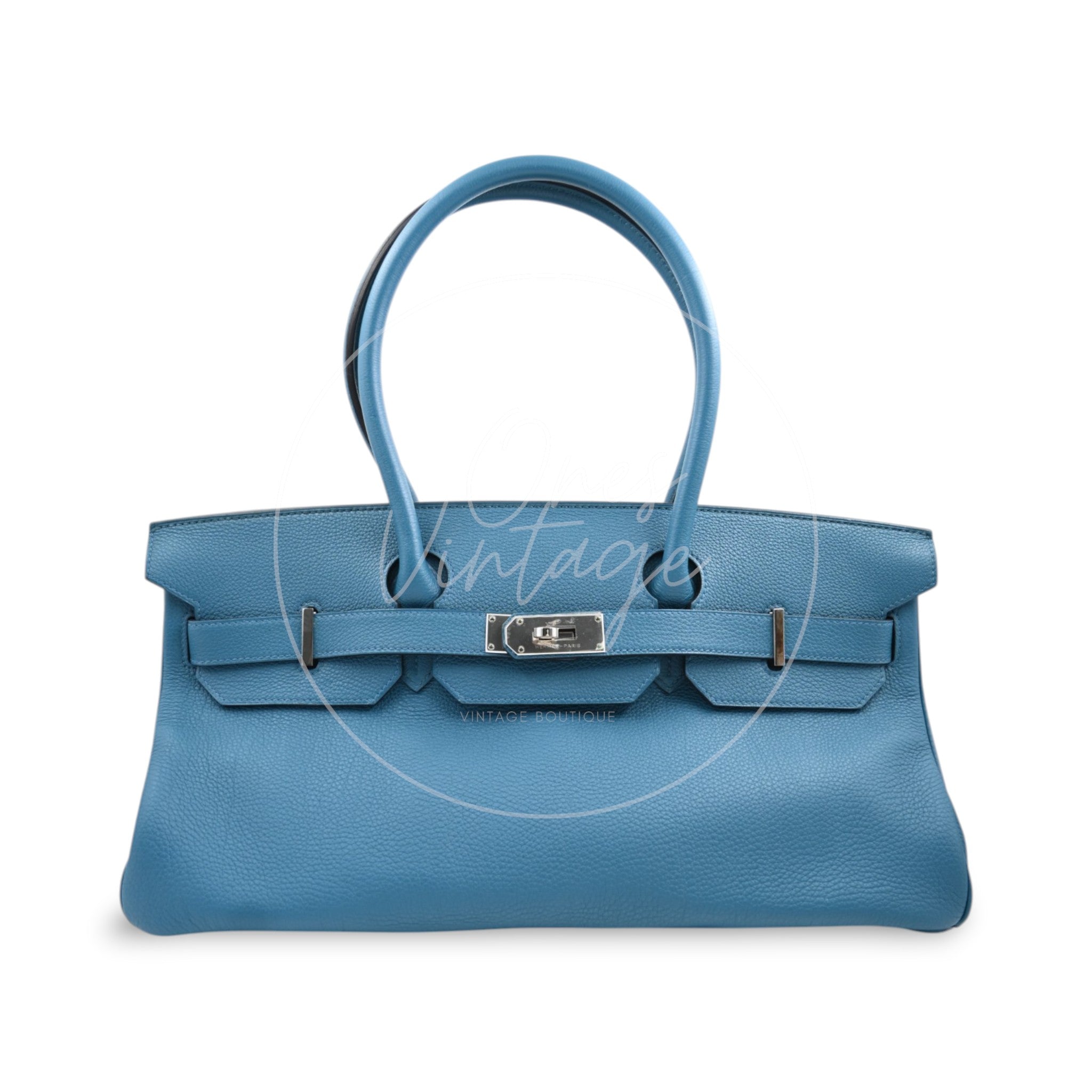 Hermes Birkin Shoulder 42 PHW Blue Square P