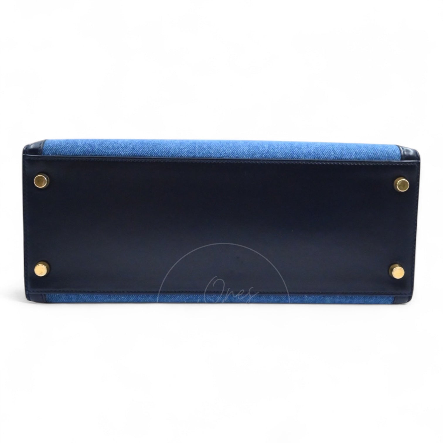 Hermes Kelly 28 Box Denim Jean GHW Navy Circle U
