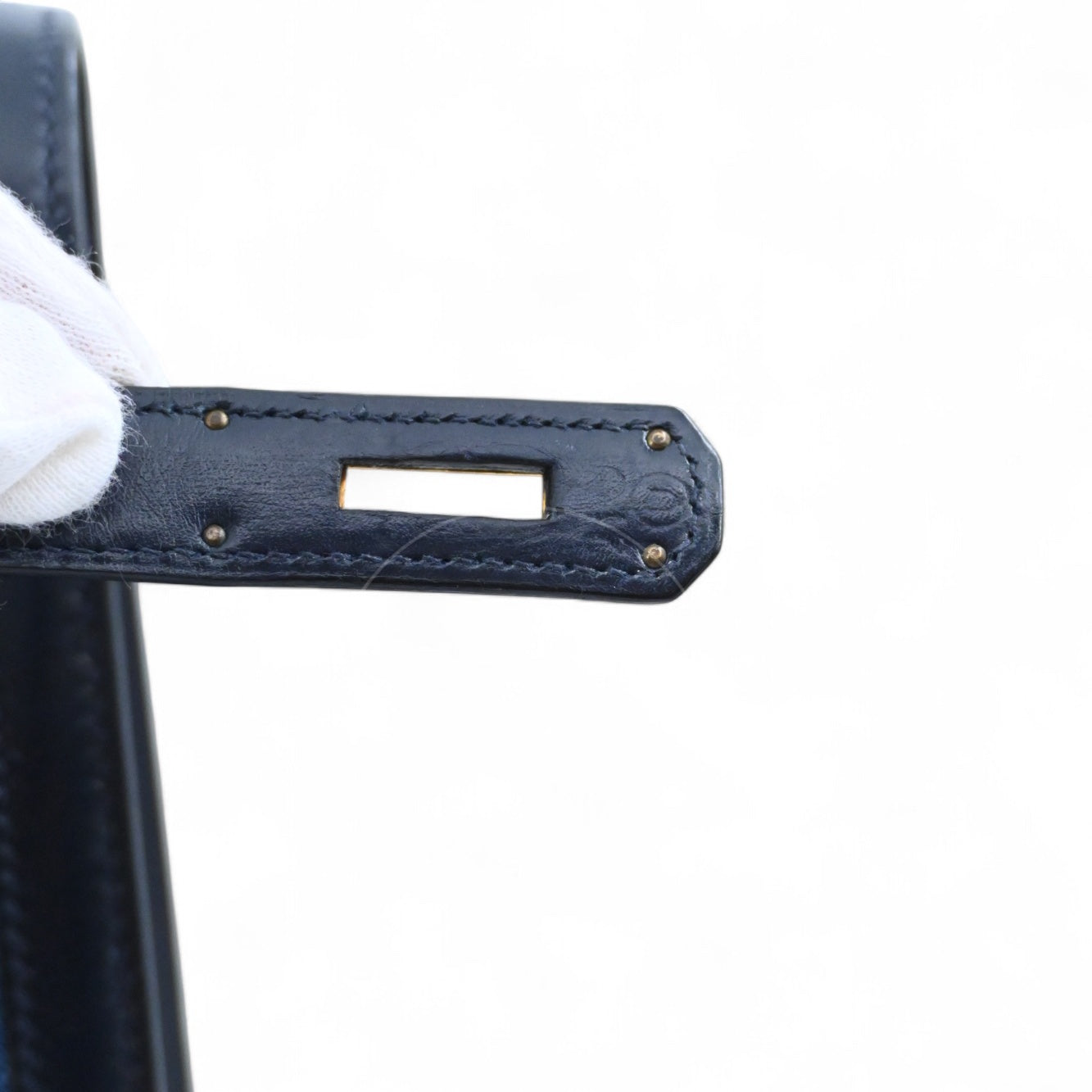 Hermes Kelly 28 Box Denim Jean GHW Navy Circle U