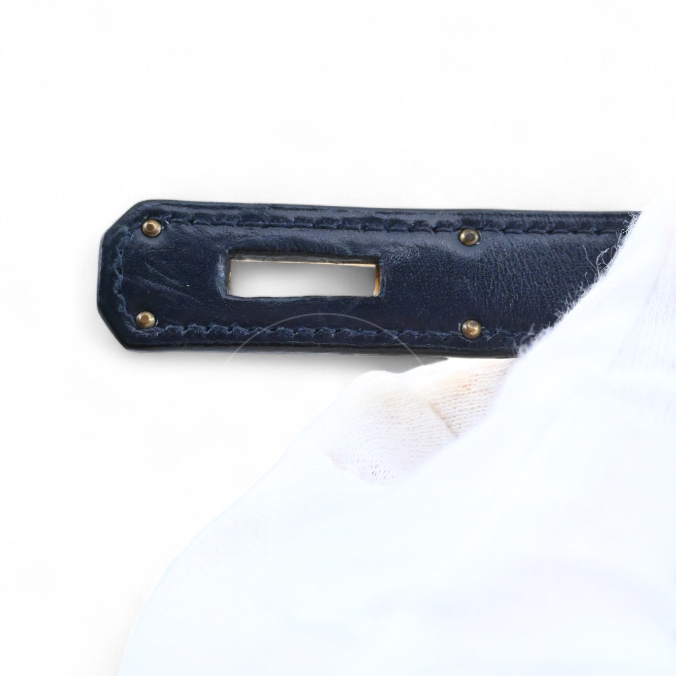 Hermes Kelly 28 Box Denim Jean GHW Navy Circle U