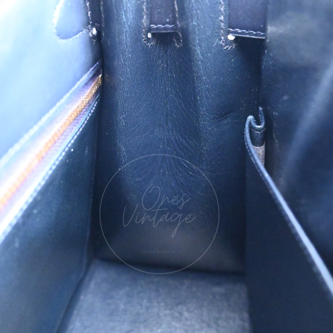 Hermes Kelly 28 Box Denim Jean GHW Navy Circle U