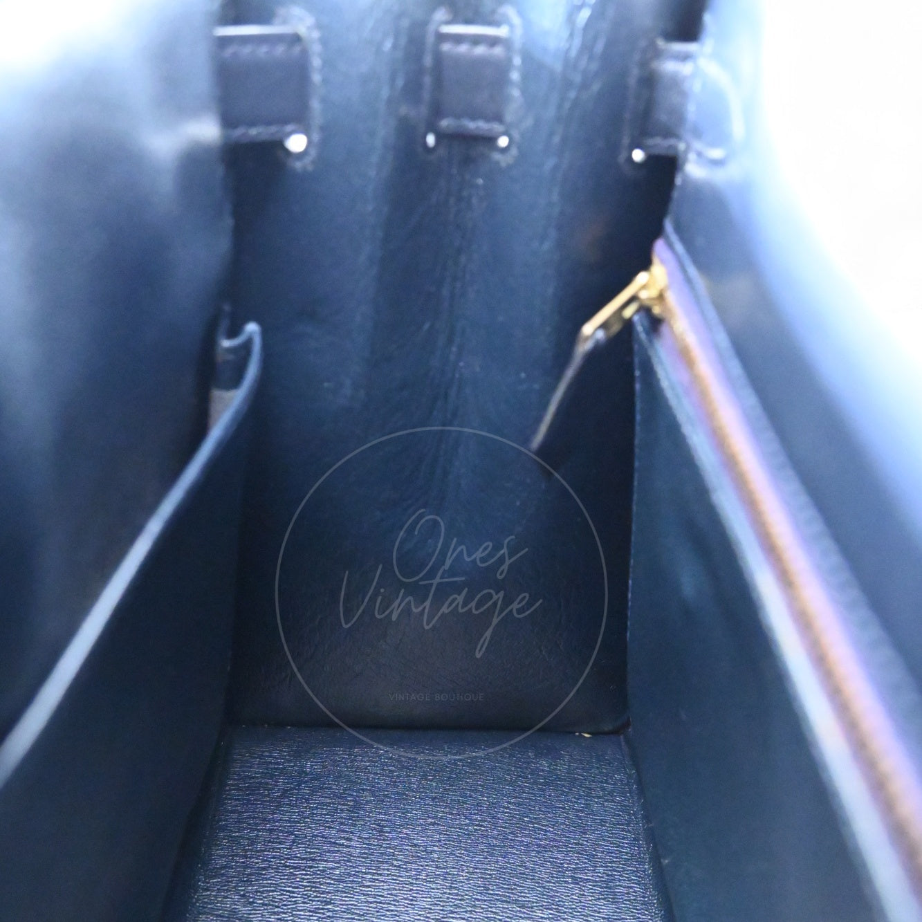 Hermes Kelly 28 Box Denim Jean GHW Navy Circle U