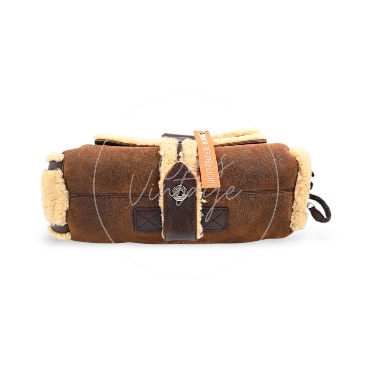 Christian Dior 2005 Suede Shearling Flight Bag Brown SHW