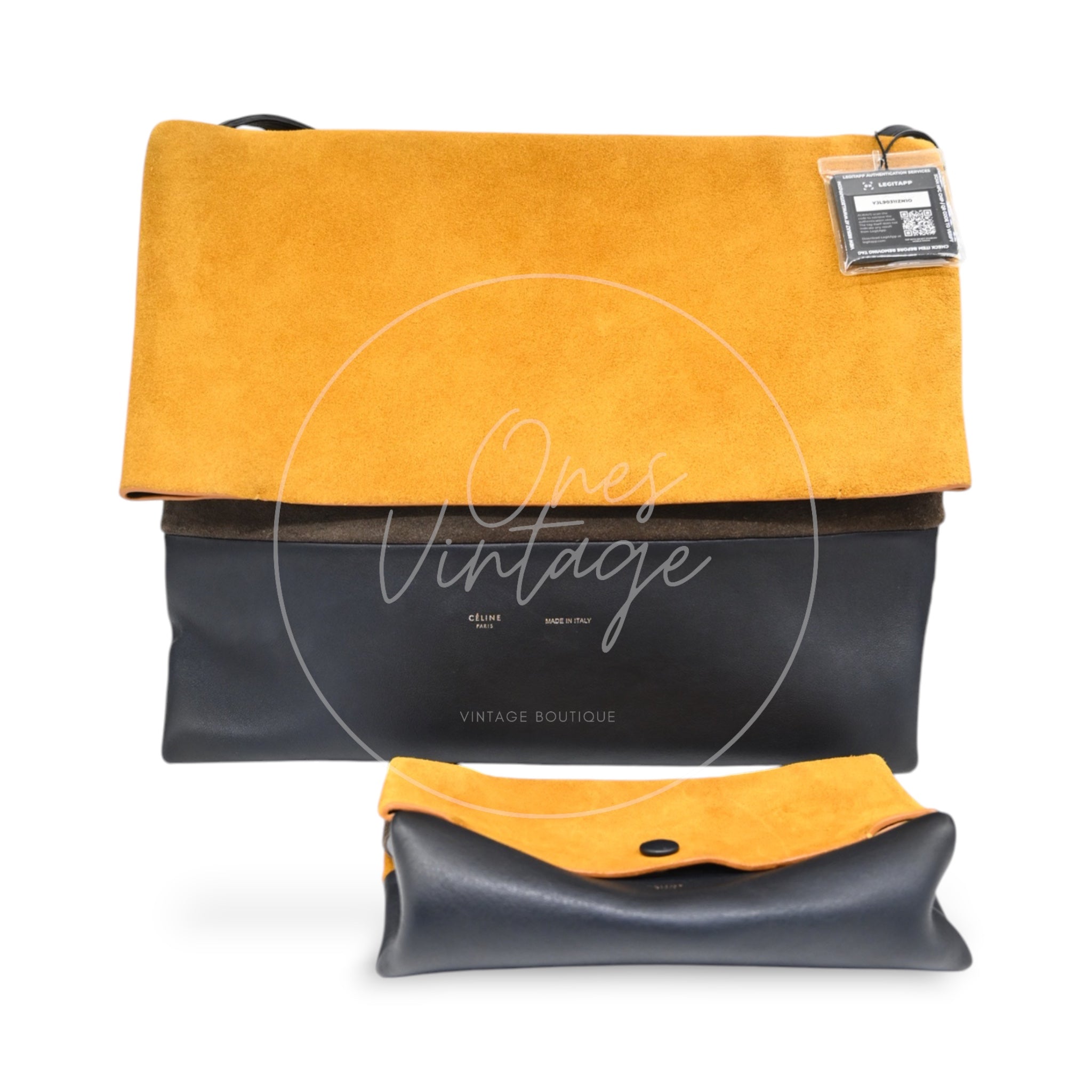Celine All Soft Suede Leather Shoulder Bag SHW Yellow F-CU-0148