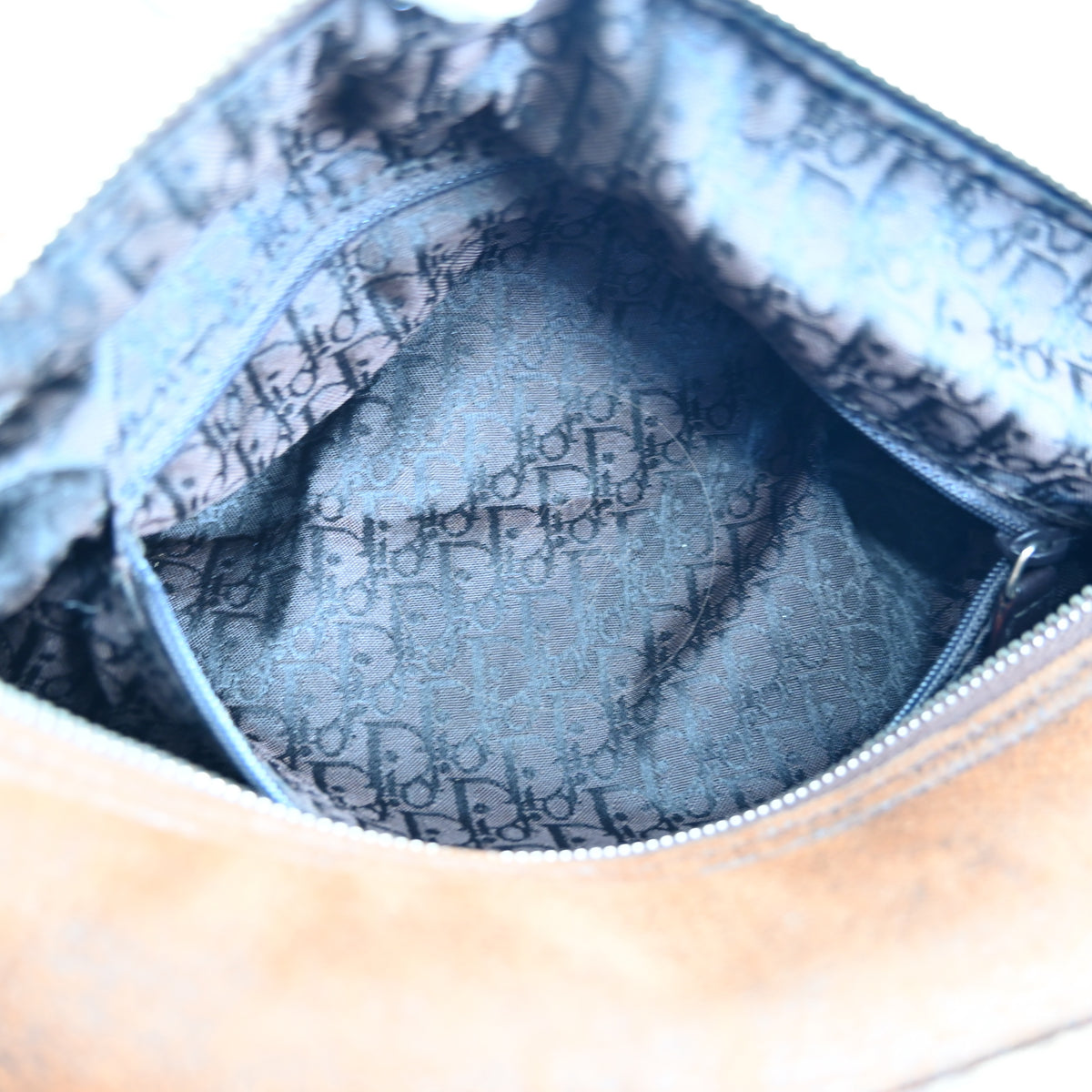 Christian Dior 2005 Suede Shearling Flight Bag Brown SHW