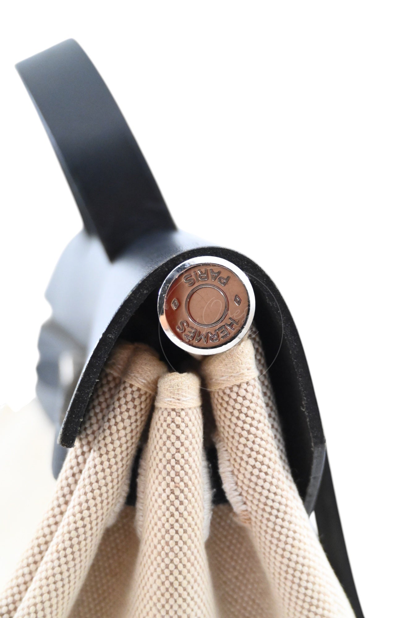 Hermes Herbag Backpack Swift Beige Canvas PHW Black Beige Square C