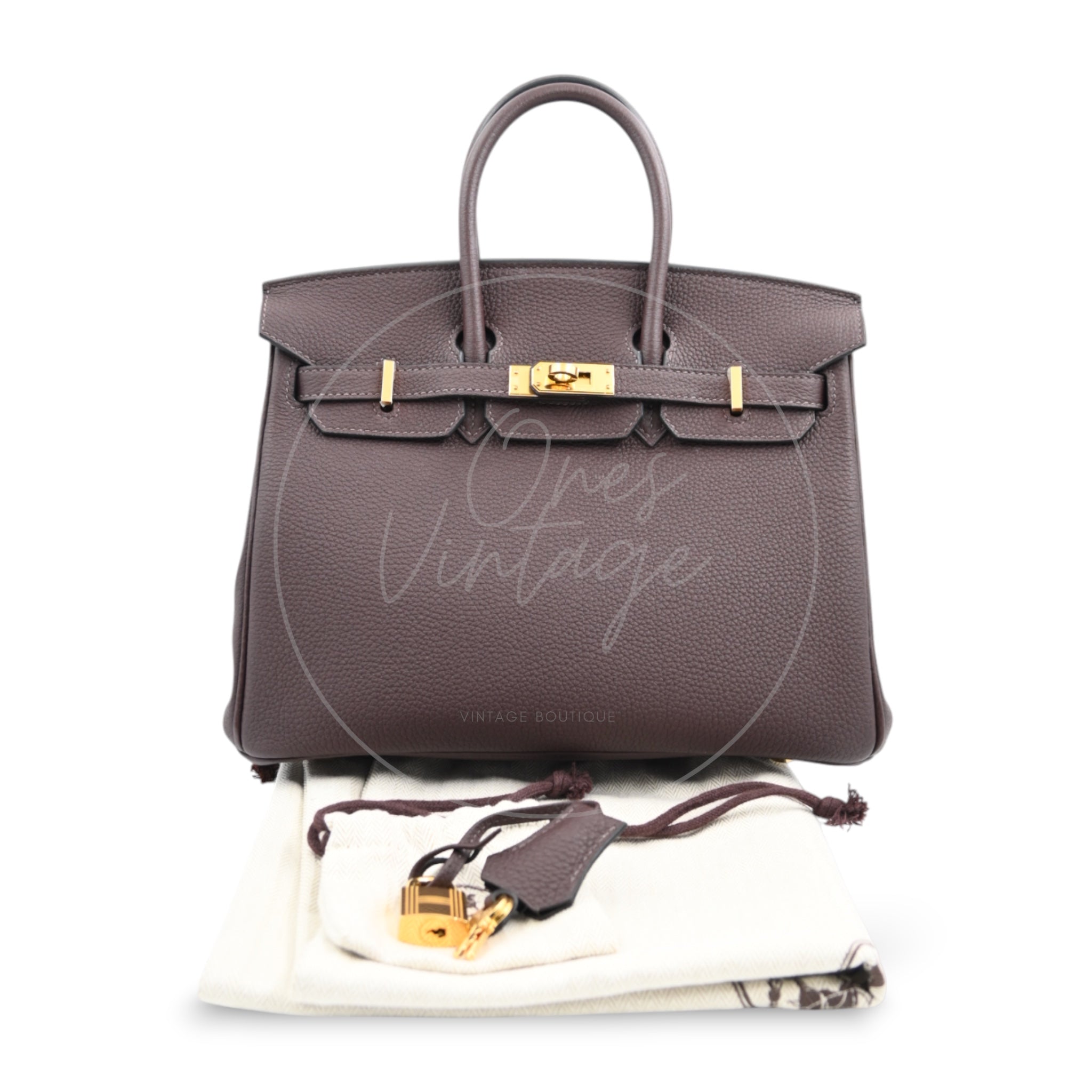 Hermes Birkin 25 Togo GHW Chocolate Stamp C