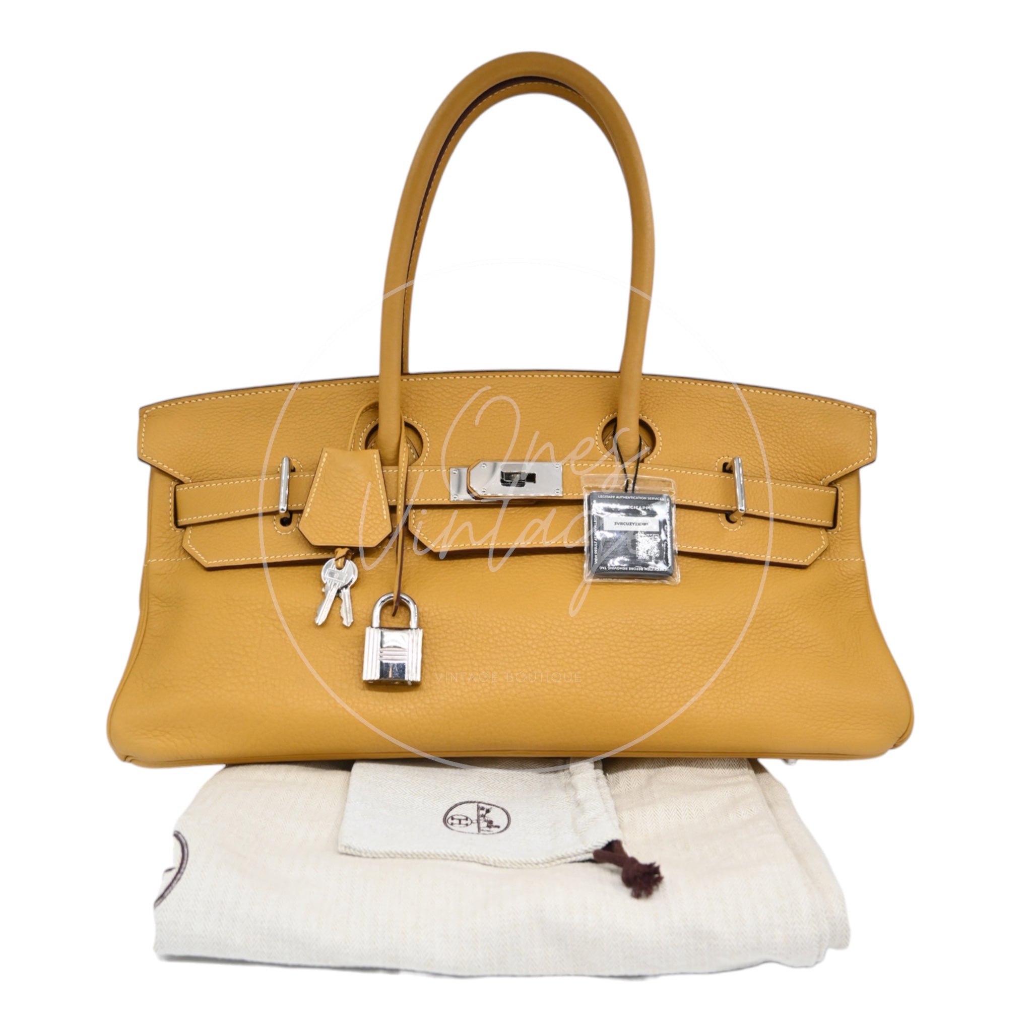 Hermes JPG Shoulder Birkin 42 Handbag PHW 2C Curry Square L