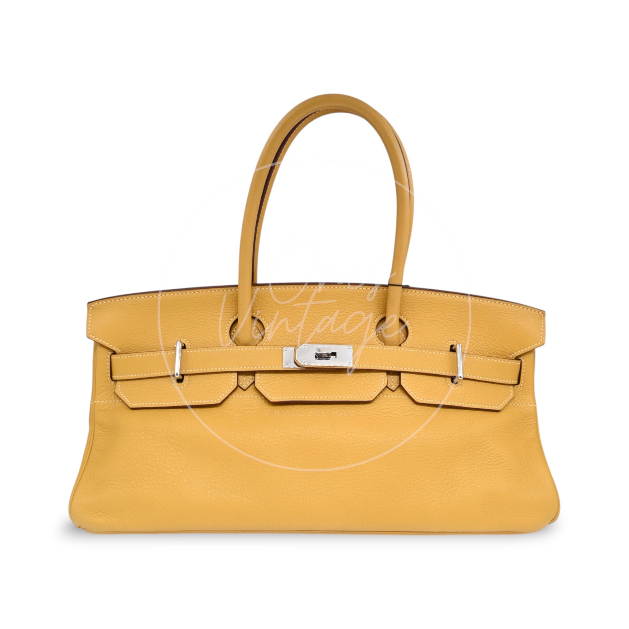 Hermes JPG Shoulder Birkin 42 Handbag PHW 2C Curry Square L