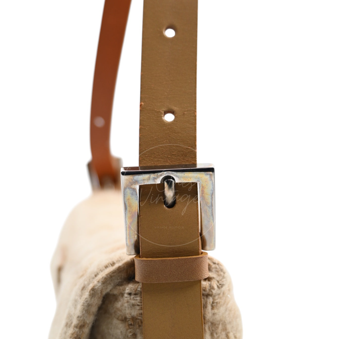 Fendi Zucca Baguette Wool and Leather PHW Beige