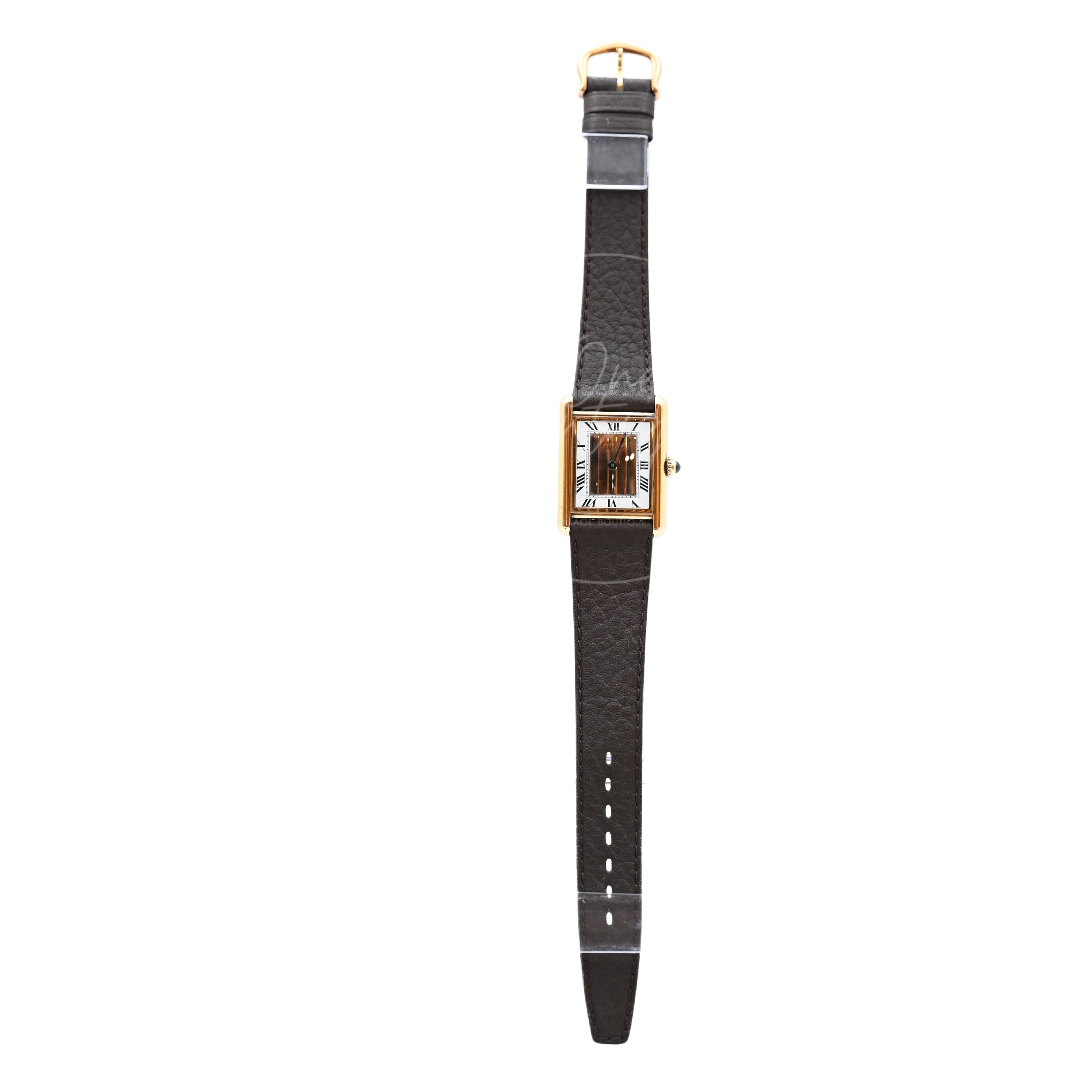 Cartier Vermeil Tank Quatz Dark Brown