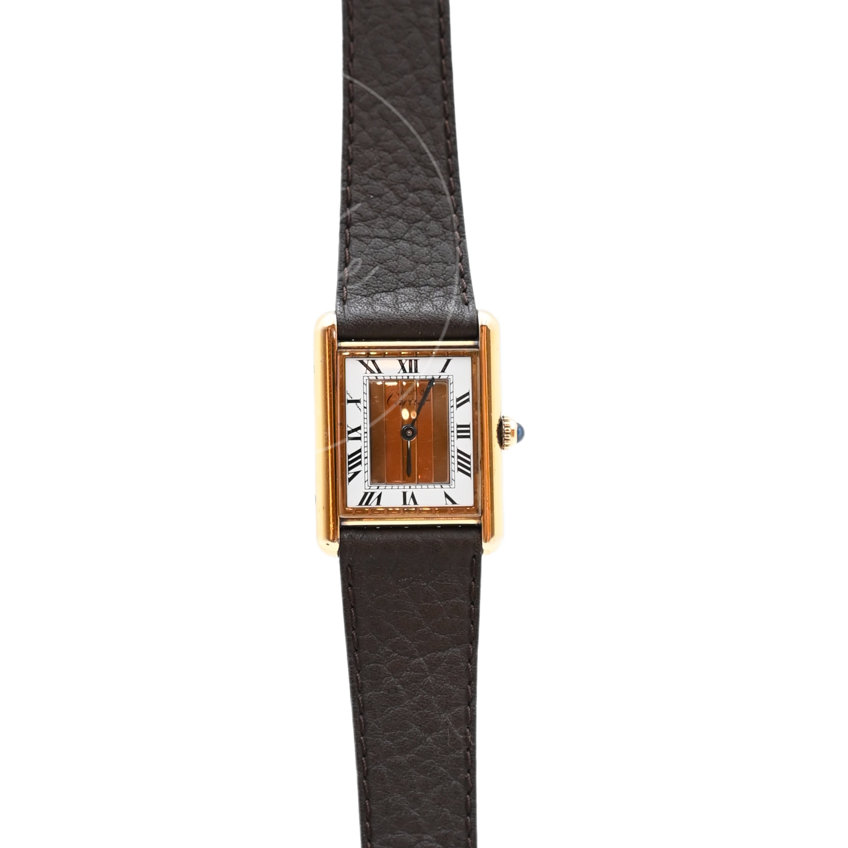 Cartier Vermeil Tank Quatz Dark Brown