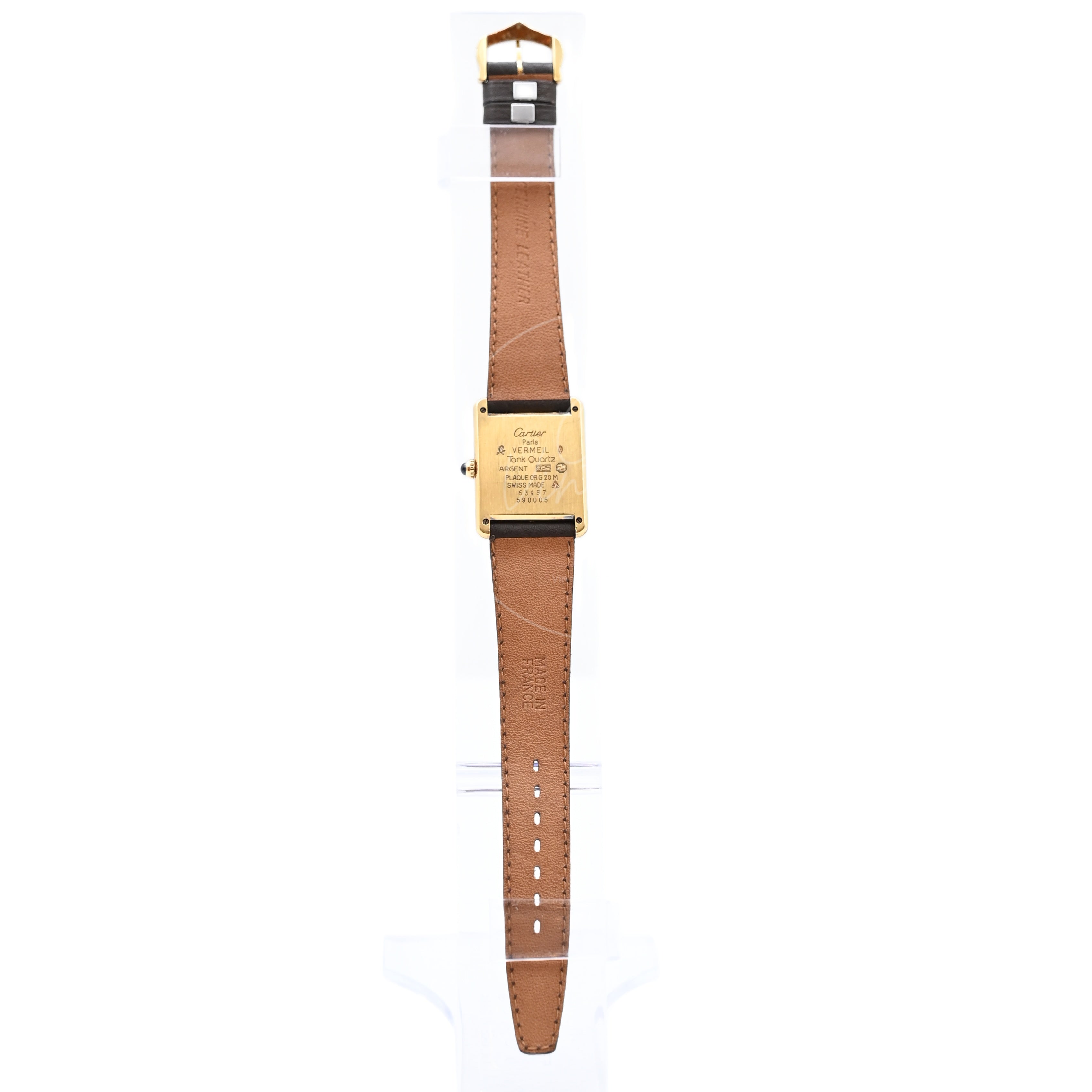 Cartier Vermeil Tank Quatz Dark Brown