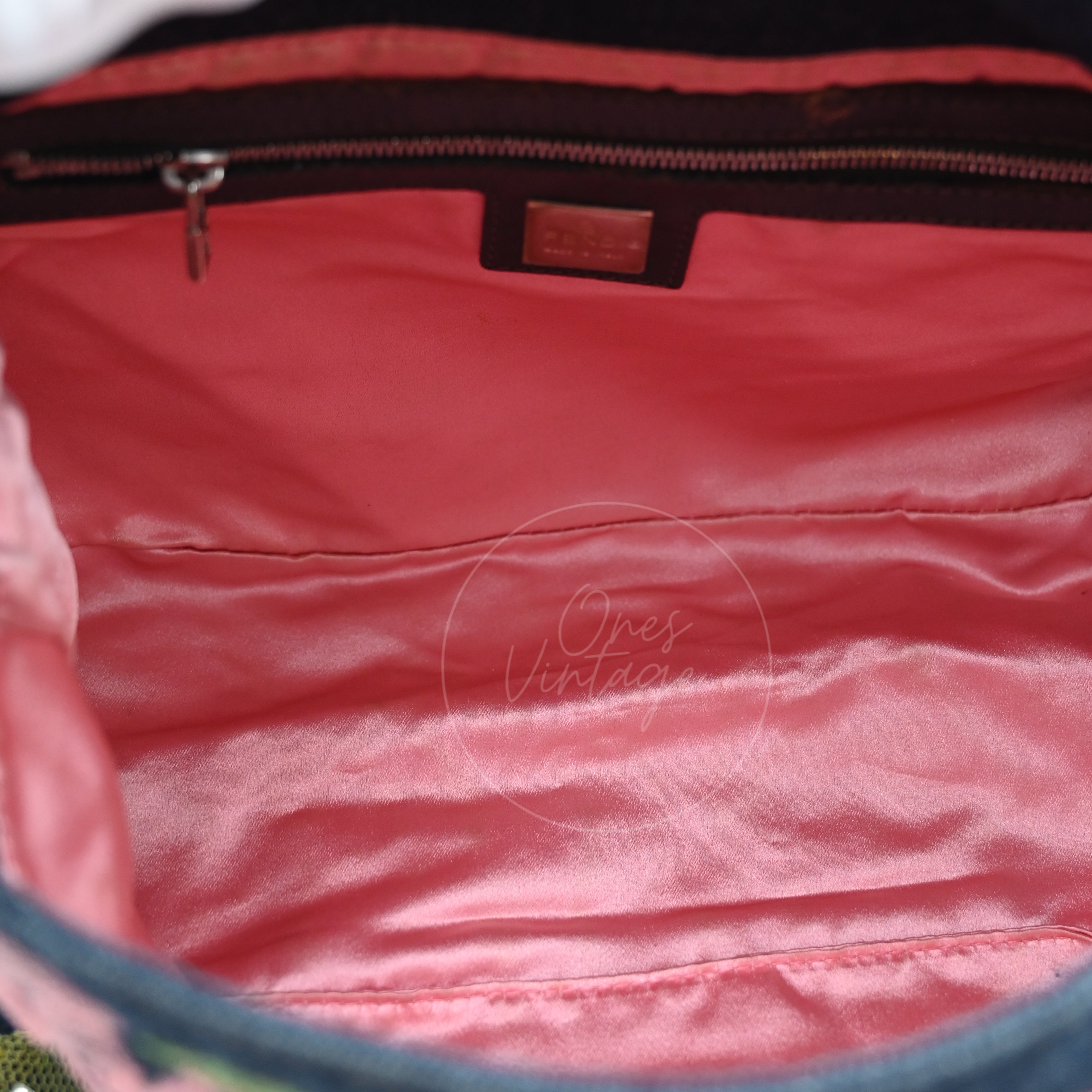 Fendi Denim Floral Baguette Handbag