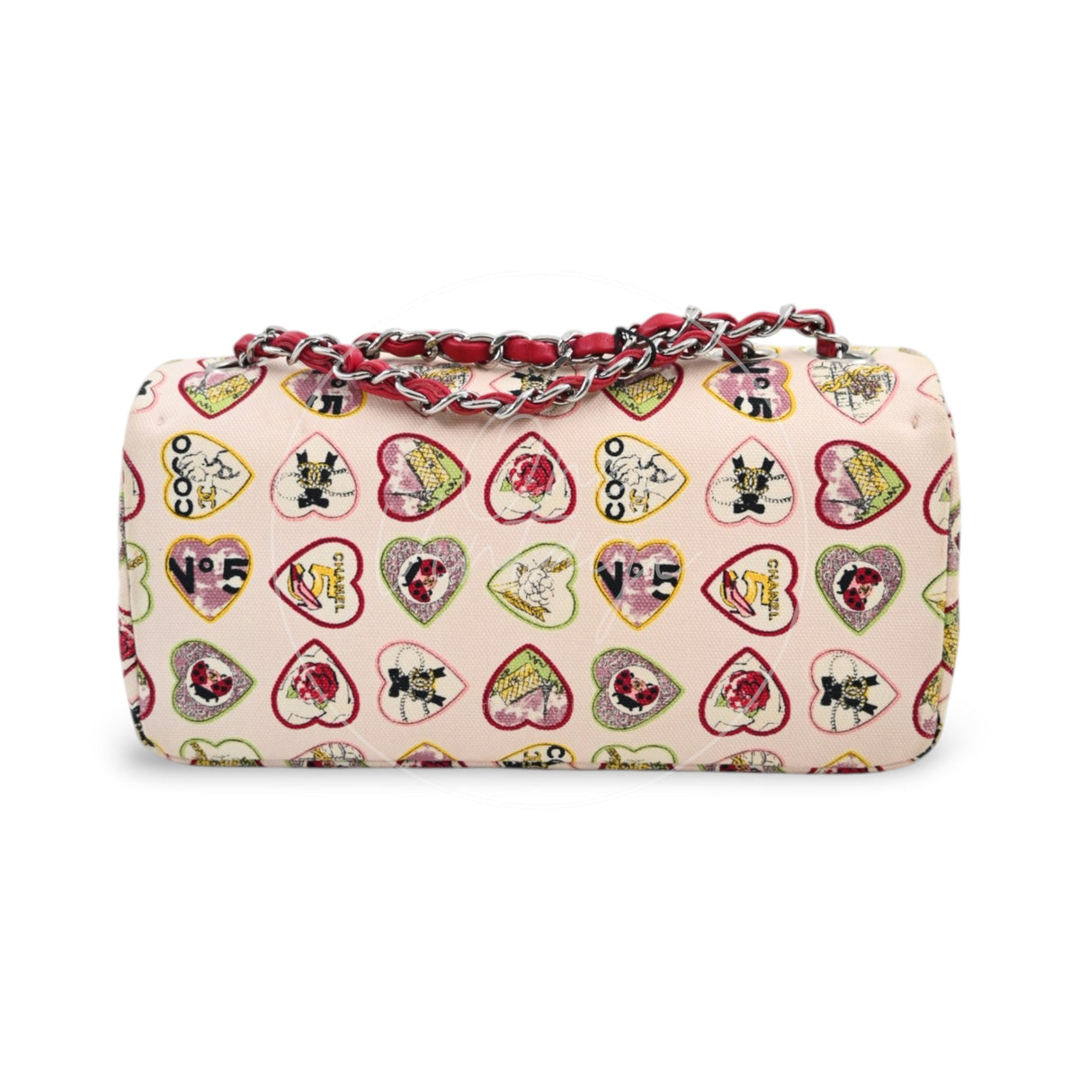 Chanel Classic Coco Heart Motif Limited Edition Canvas Flap Bag Multicolor SHW Series 10