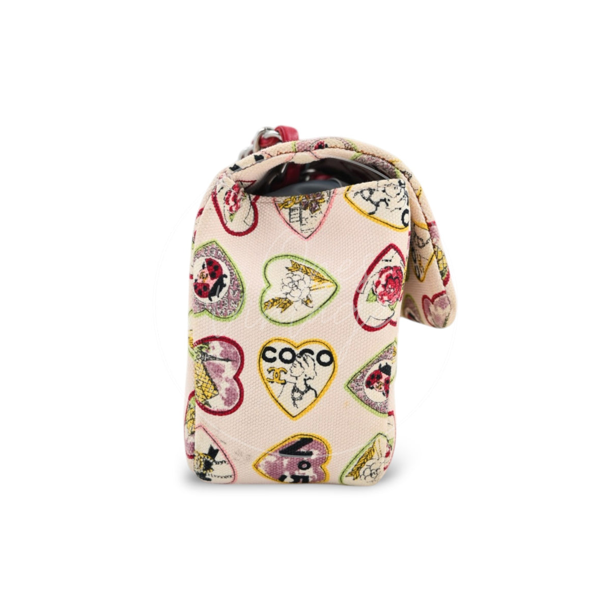 Chanel Classic Coco Heart Motif Limited Edition Canvas Flap Bag Multicolor SHW Series 10