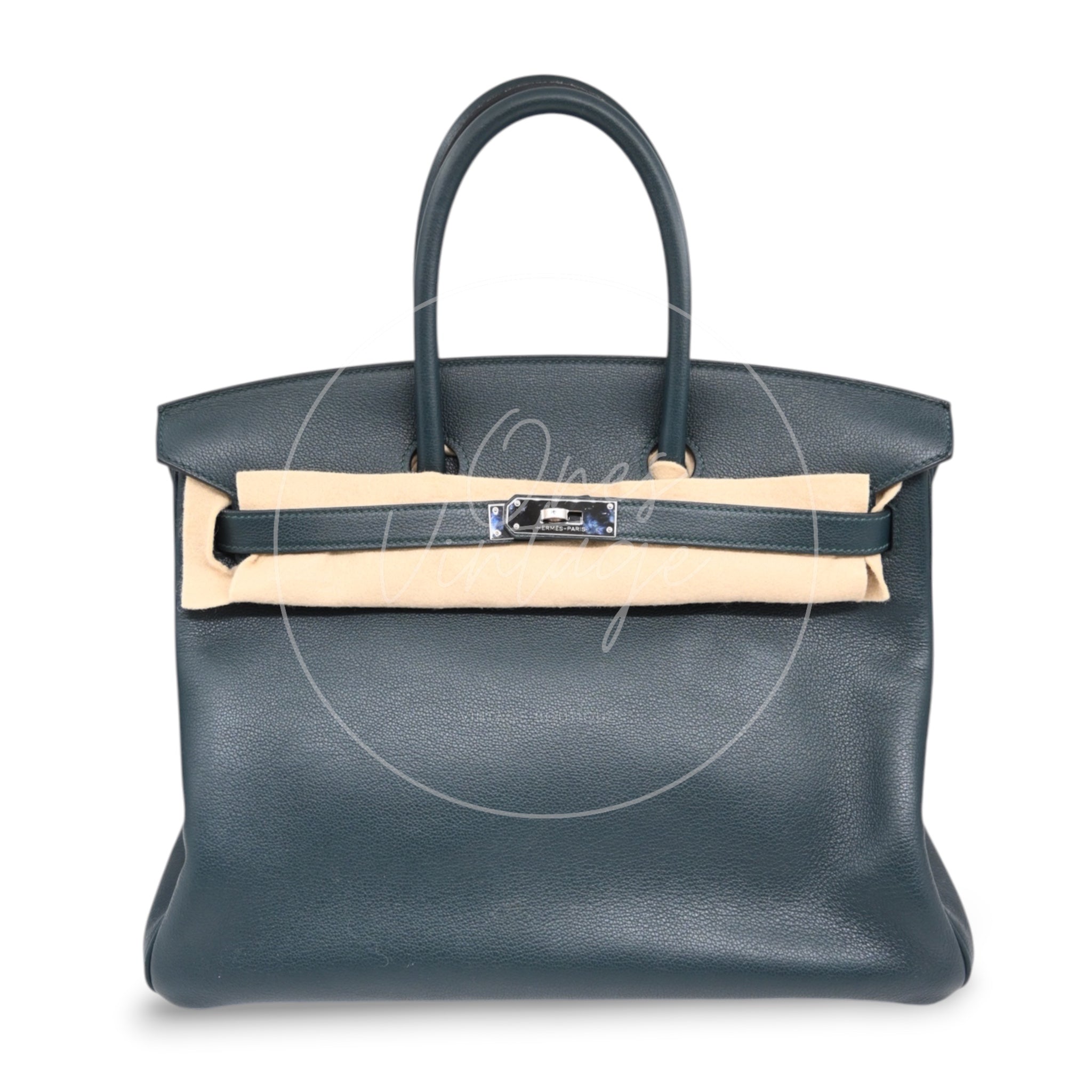 Hermes Birkin 35 PHW Dark Green Stamp D