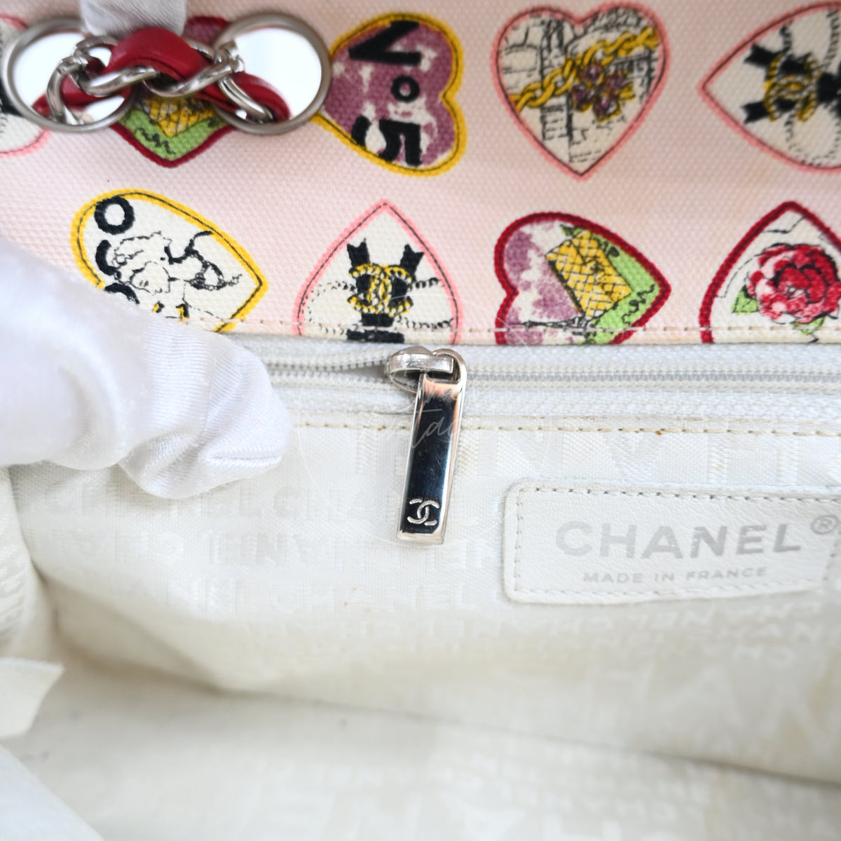 Chanel Classic Coco Heart Motif Limited Edition Canvas Flap Bag Multicolor SHW Series 10