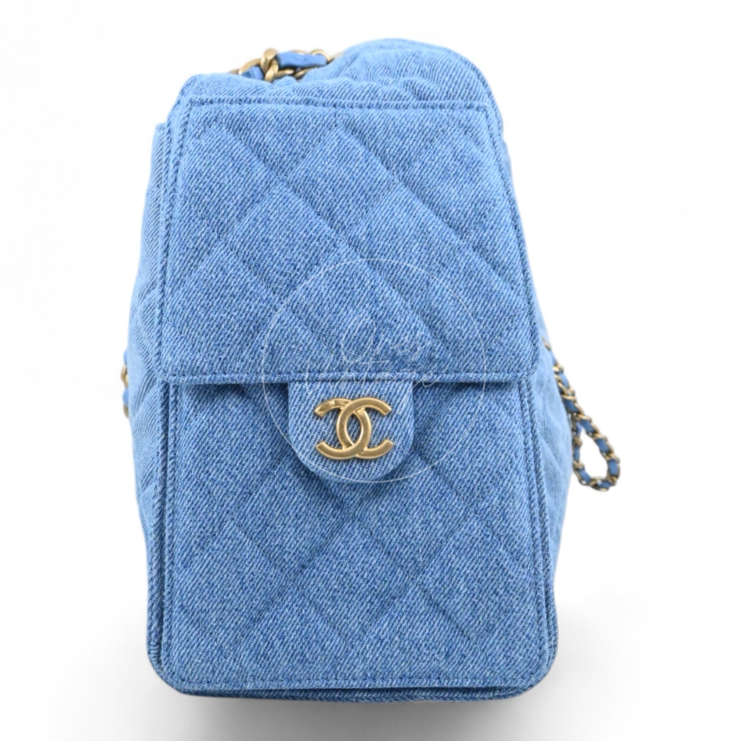Chanel 25 Small Washed-Denim Shoulder Bag GHW Blue 2025