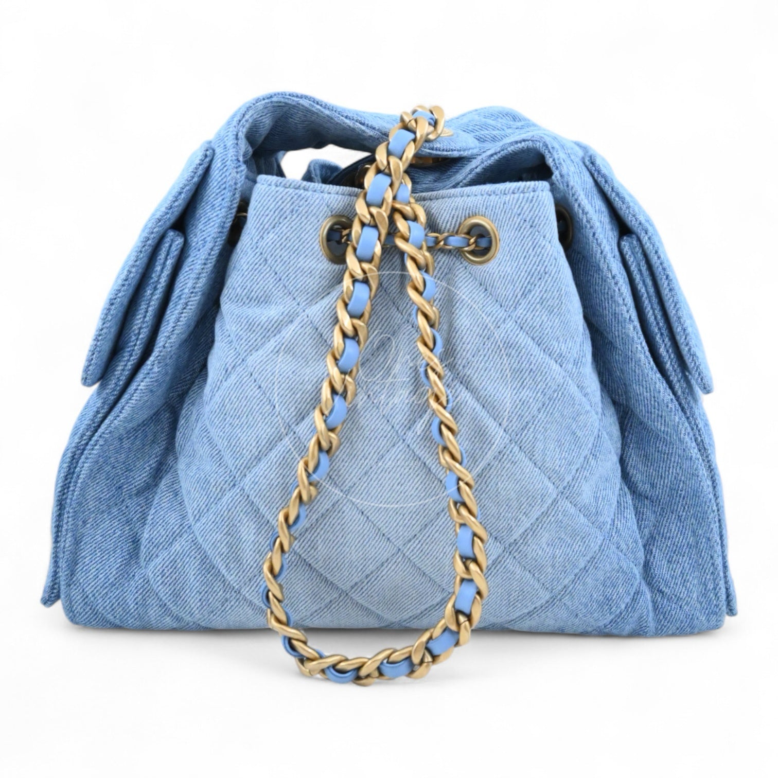 Chanel 25 Small Washed-Denim Shoulder Bag GHW Blue 2025