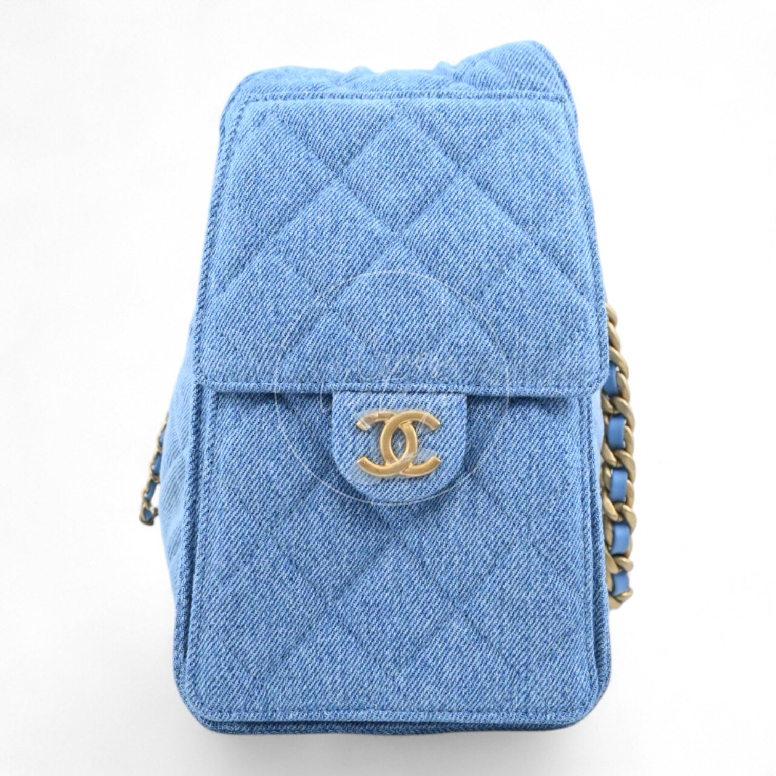 Chanel 25 Small Washed-Denim Shoulder Bag GHW Blue 2025