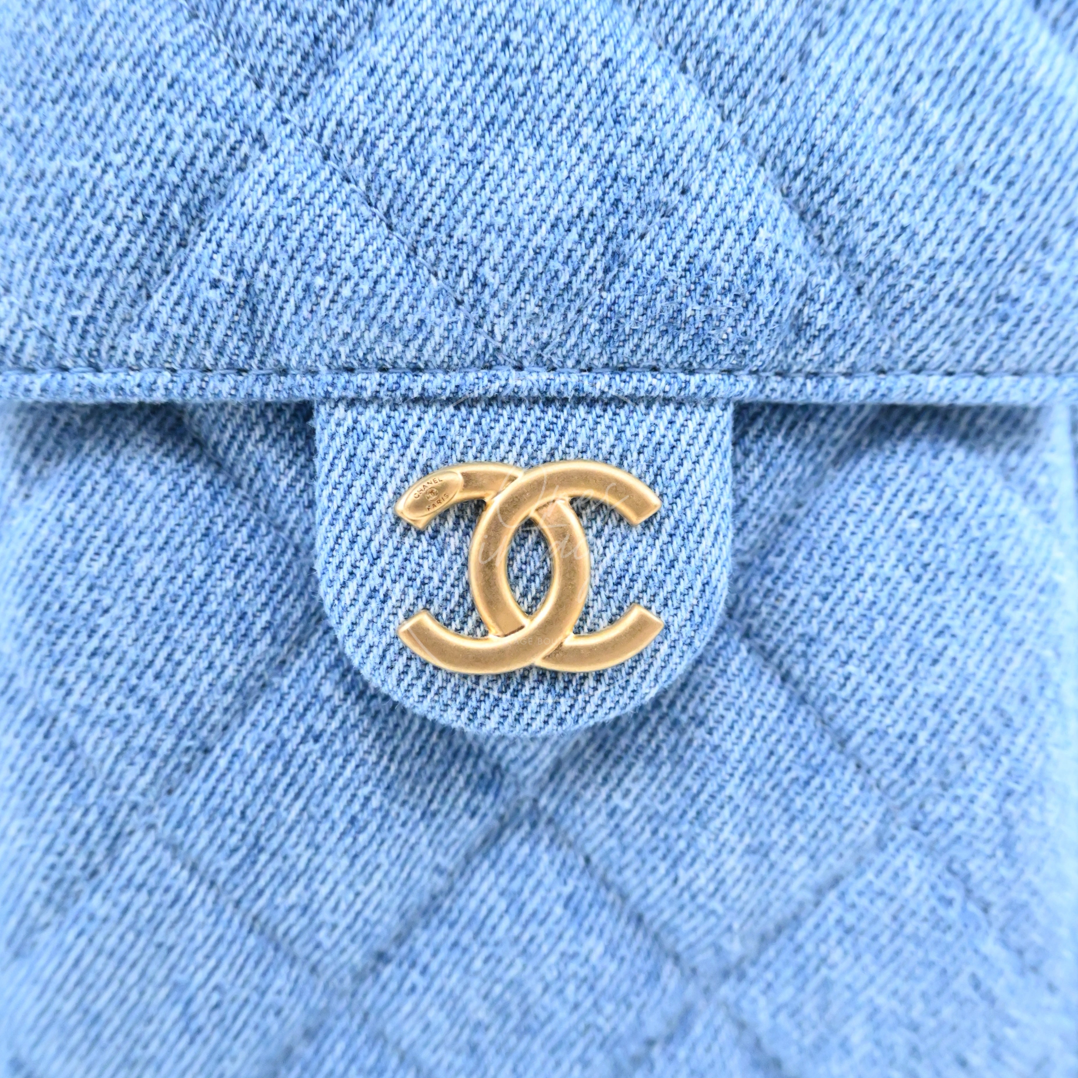 Chanel 25 Small Washed-Denim Shoulder Bag GHW Blue 2025