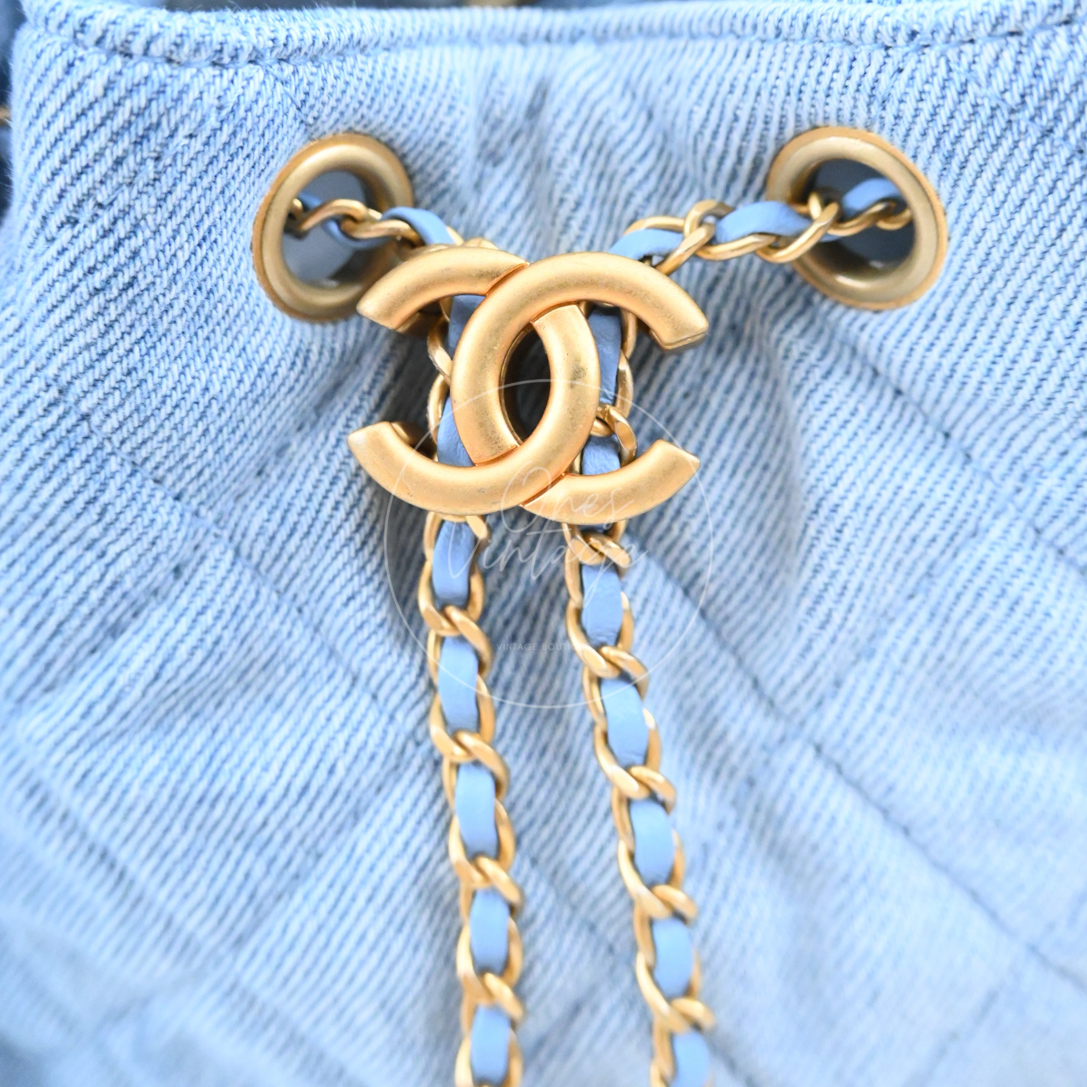 Chanel 25 Small Washed-Denim Shoulder Bag GHW Blue 2025